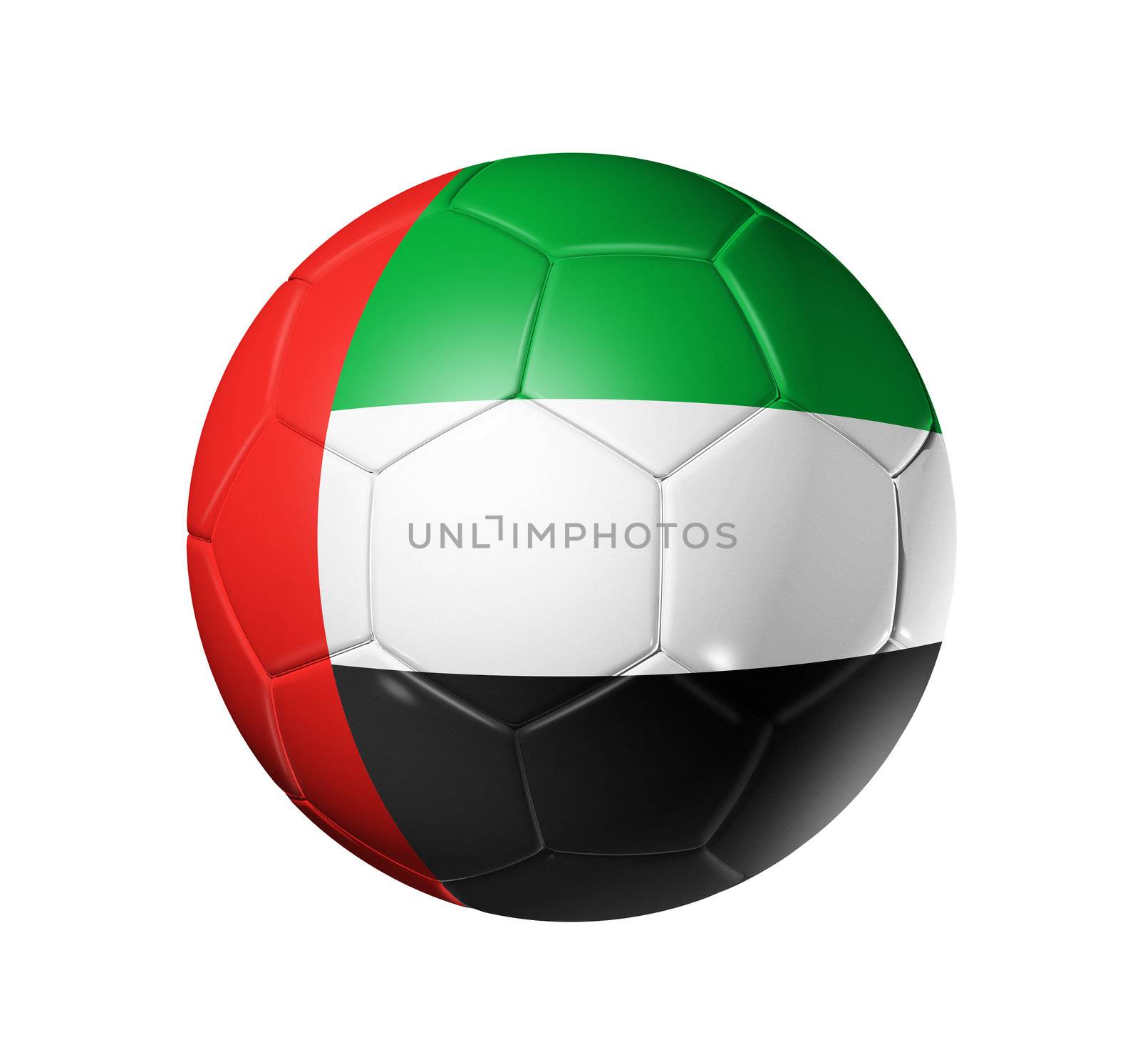Soccer football ball with United Arab Emirates flag - 3D soccer ball with United Arab Emirates team flag. isolated on white with clipping path