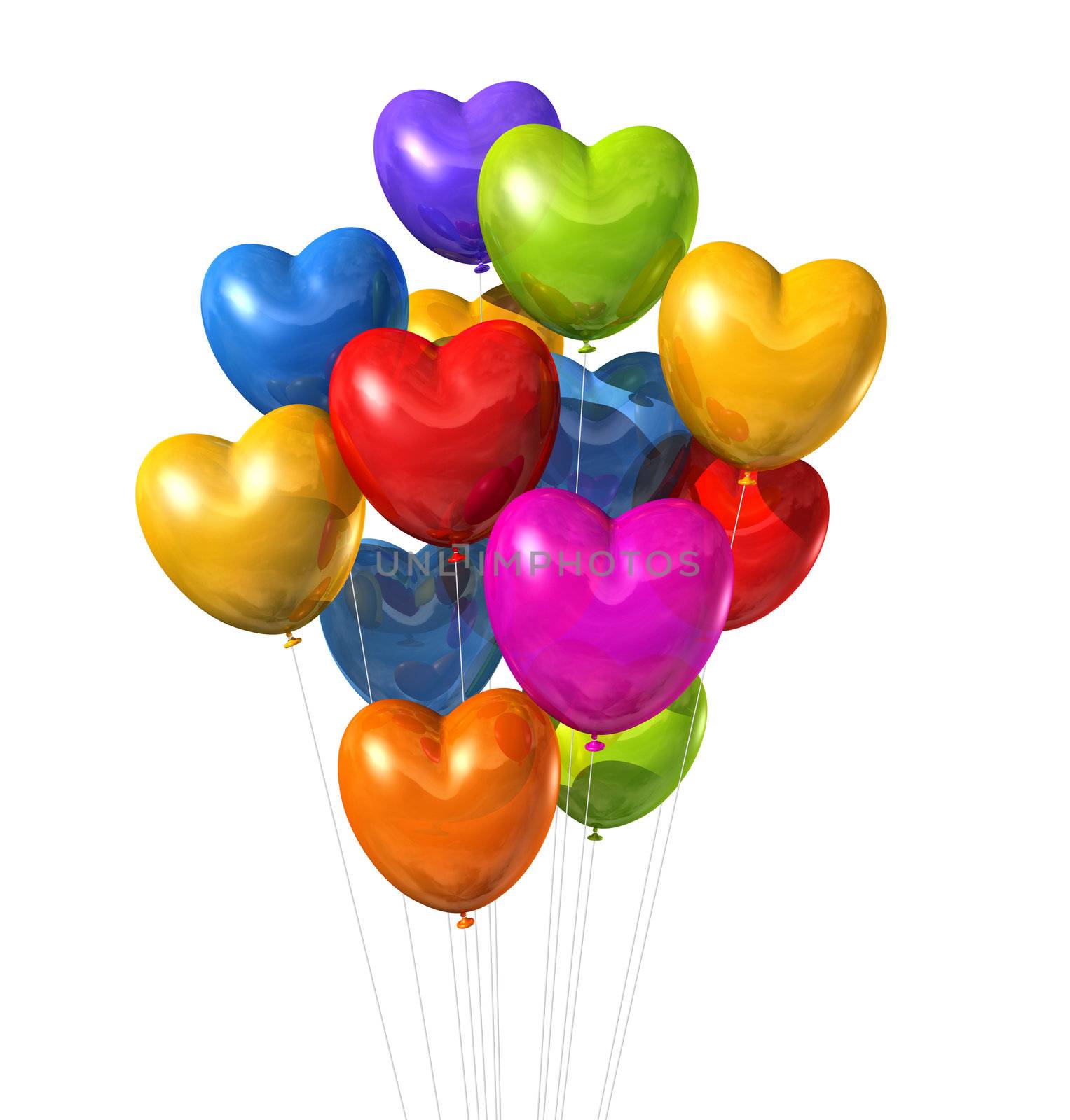 colored heart shape balloons isolated on white by daboost