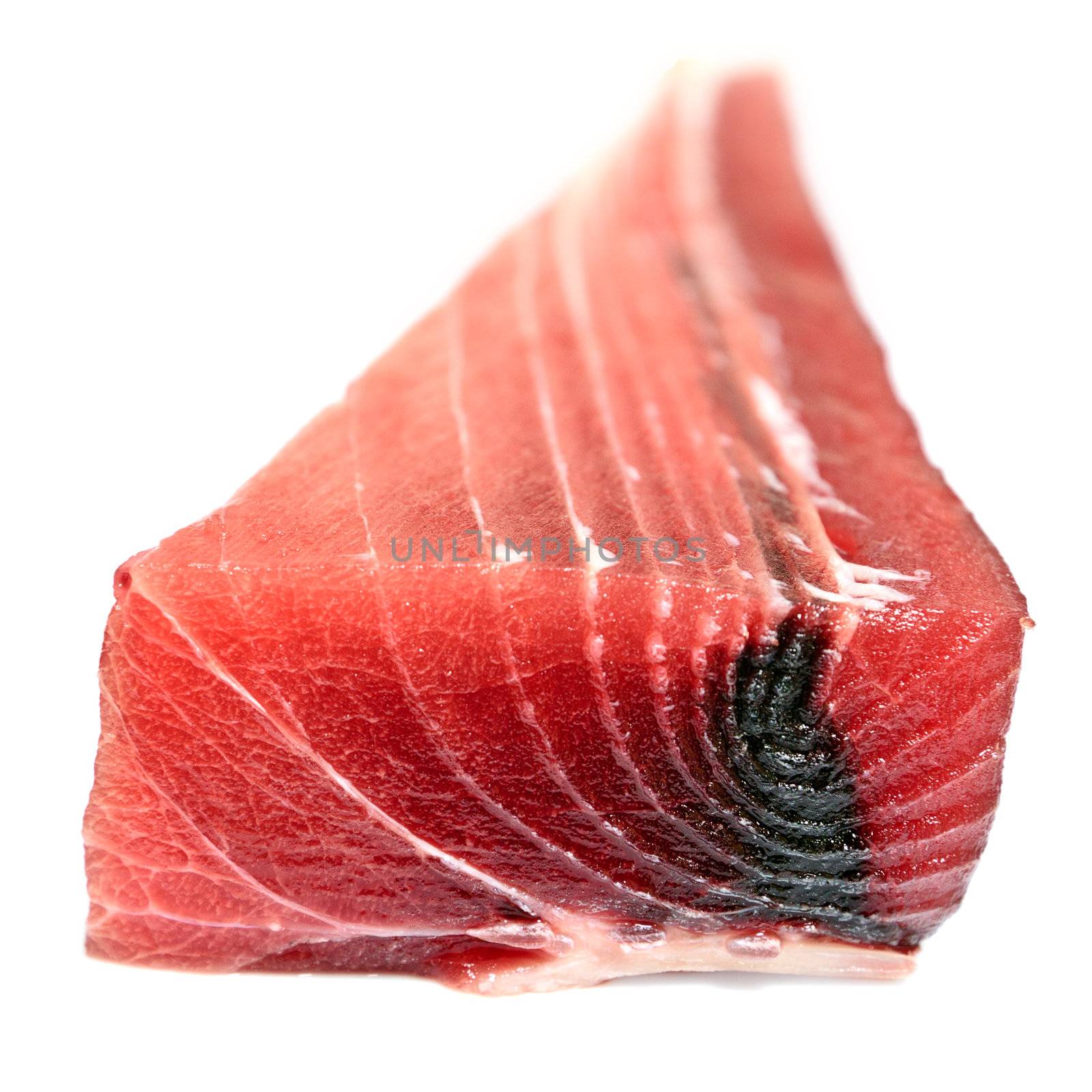 Closeup of a section of piece tuna with shallow focus depth