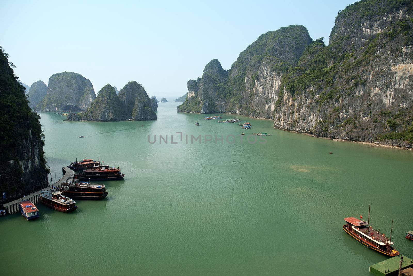 boats on halong bay in vietnam