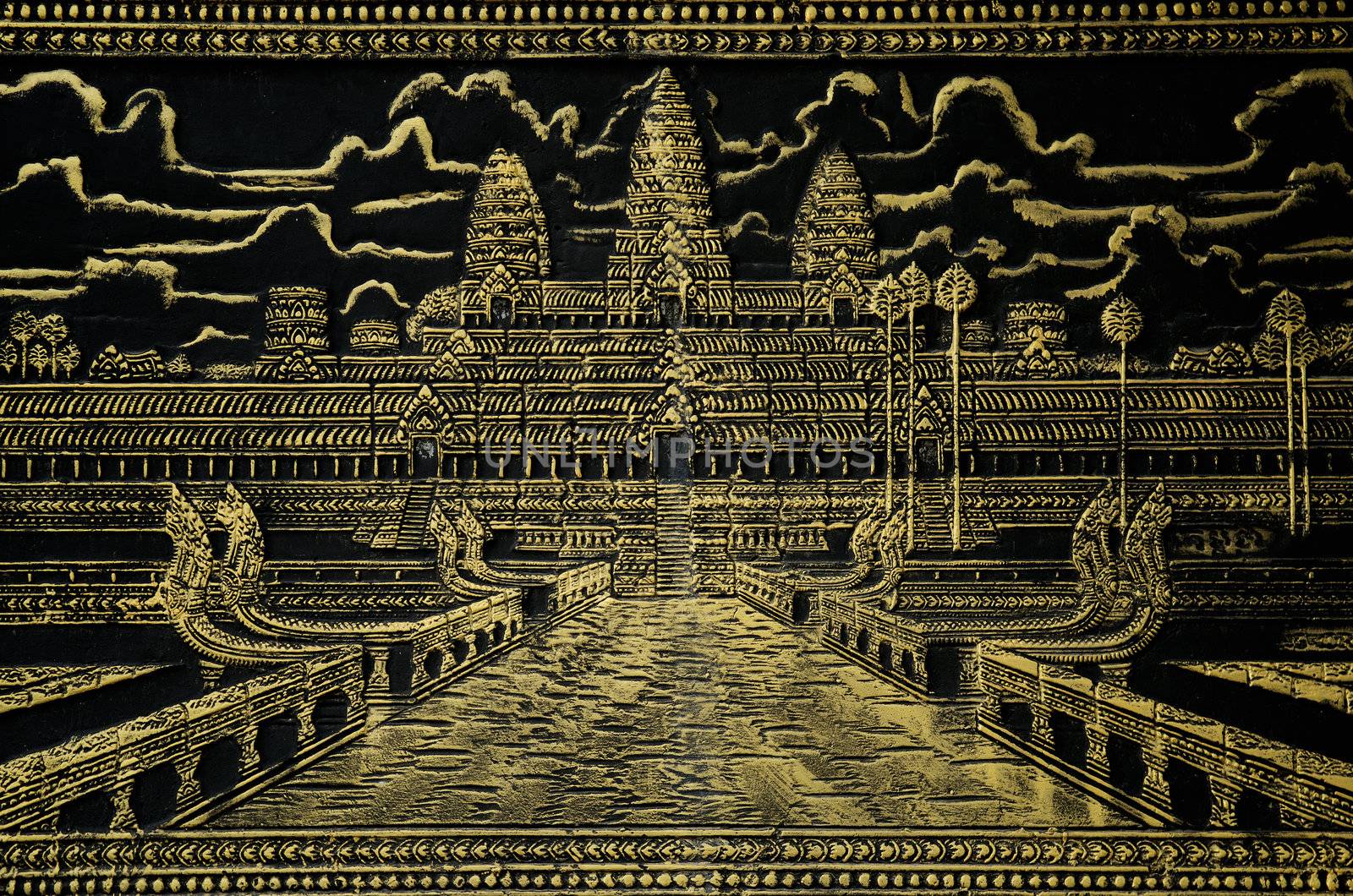 painted image of angkor wat in cambodia by jackmalipan