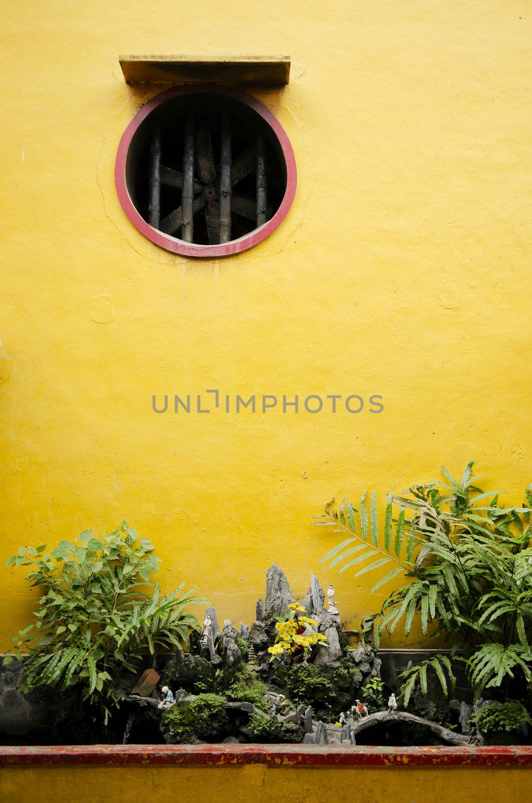 chinese temple garden detail in vietnam