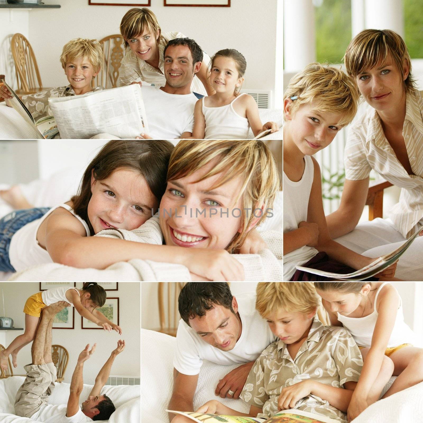 Happy family at home by phovoir