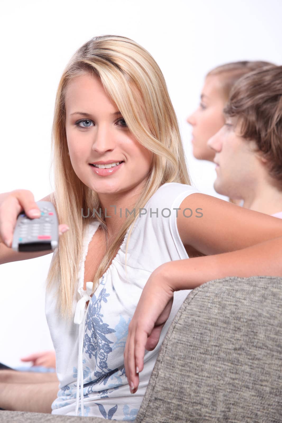 Girl with remote control