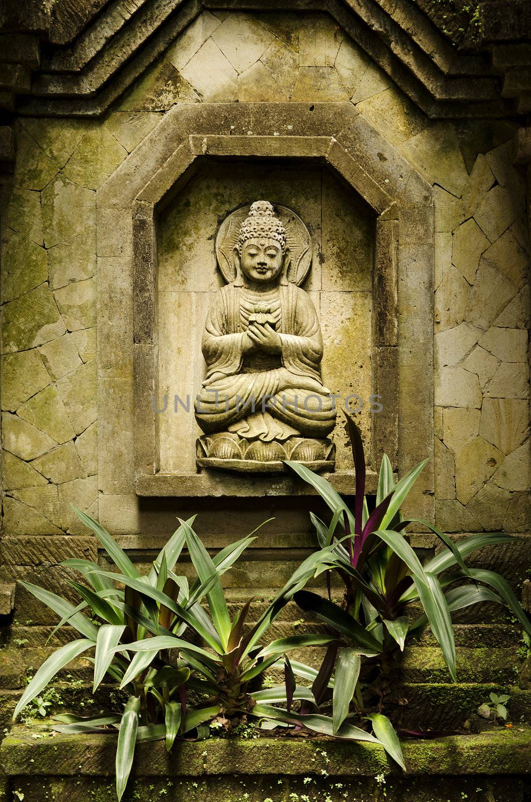 buddha image in bali indonesia garden