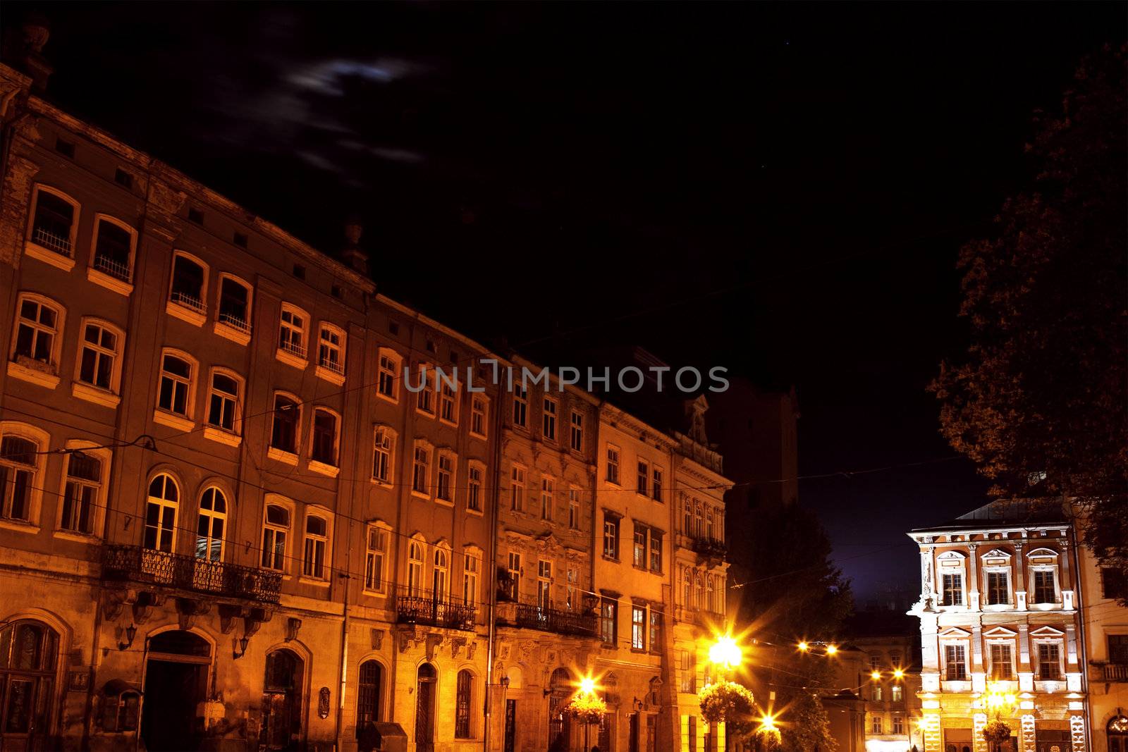 Square Rynok in Lviv (Lemberg) at night