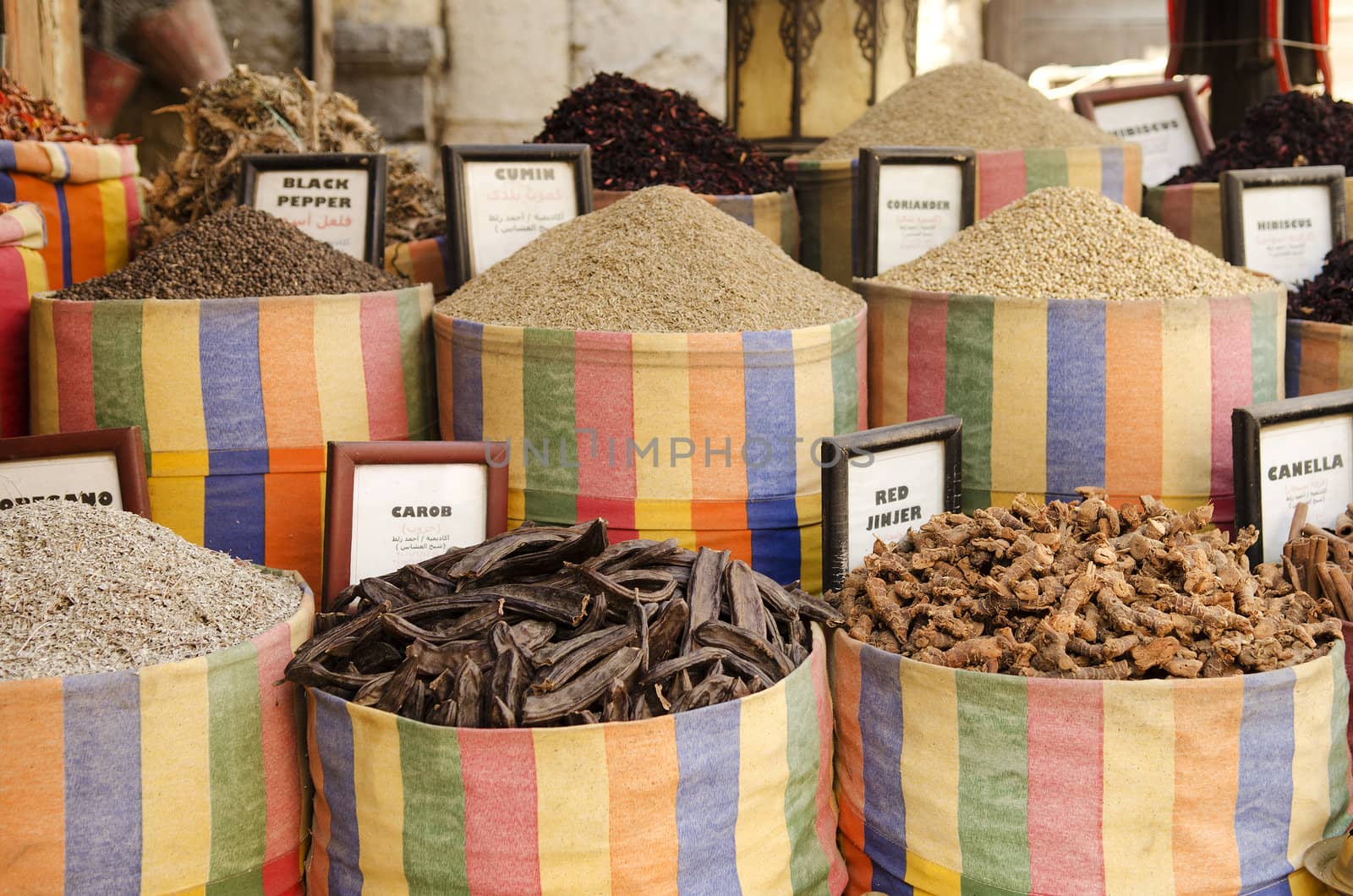 spices in middle east market cairo egypt by jackmalipan