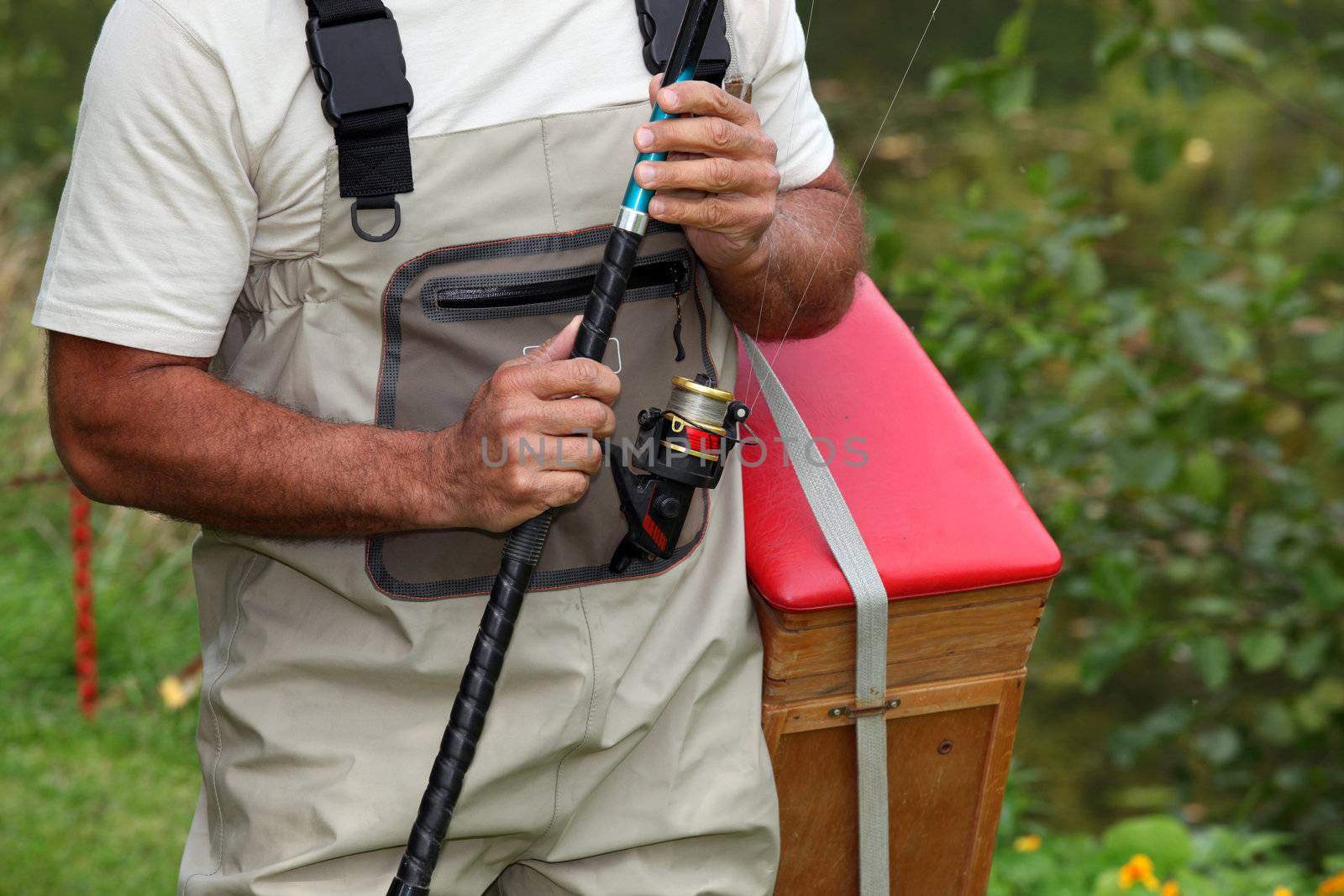 man going to fish by phovoir