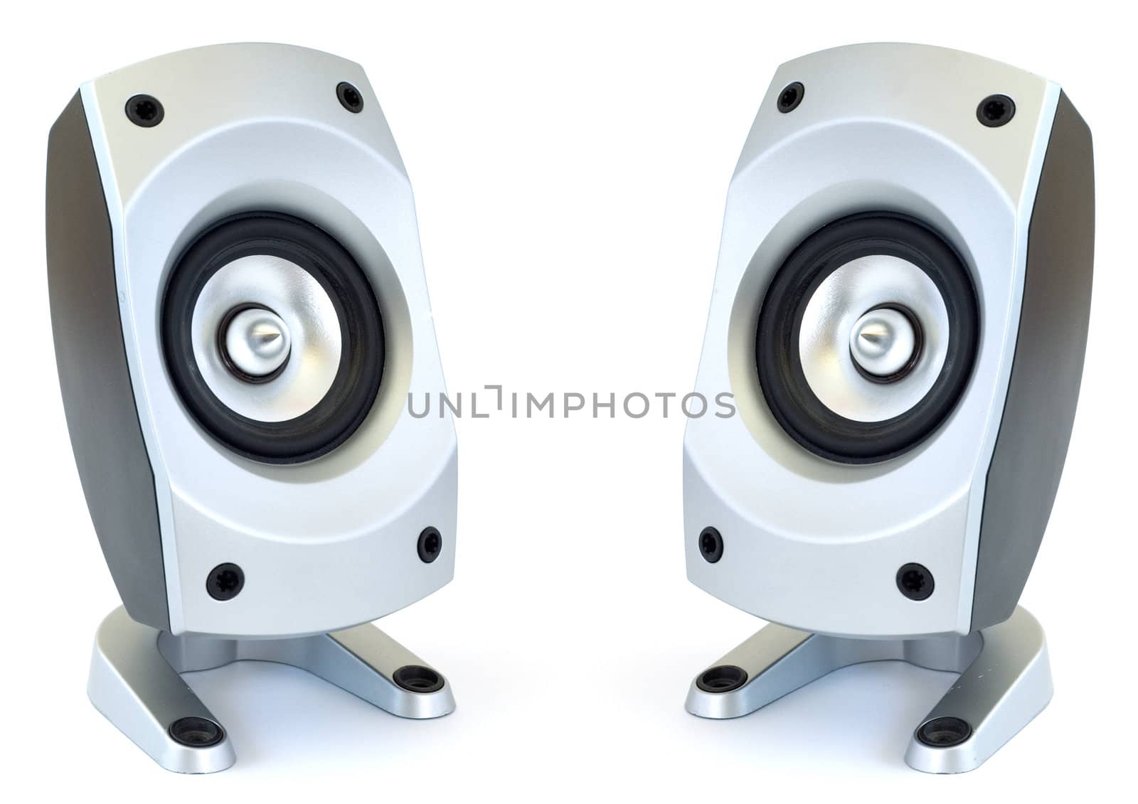 two speakers on white background