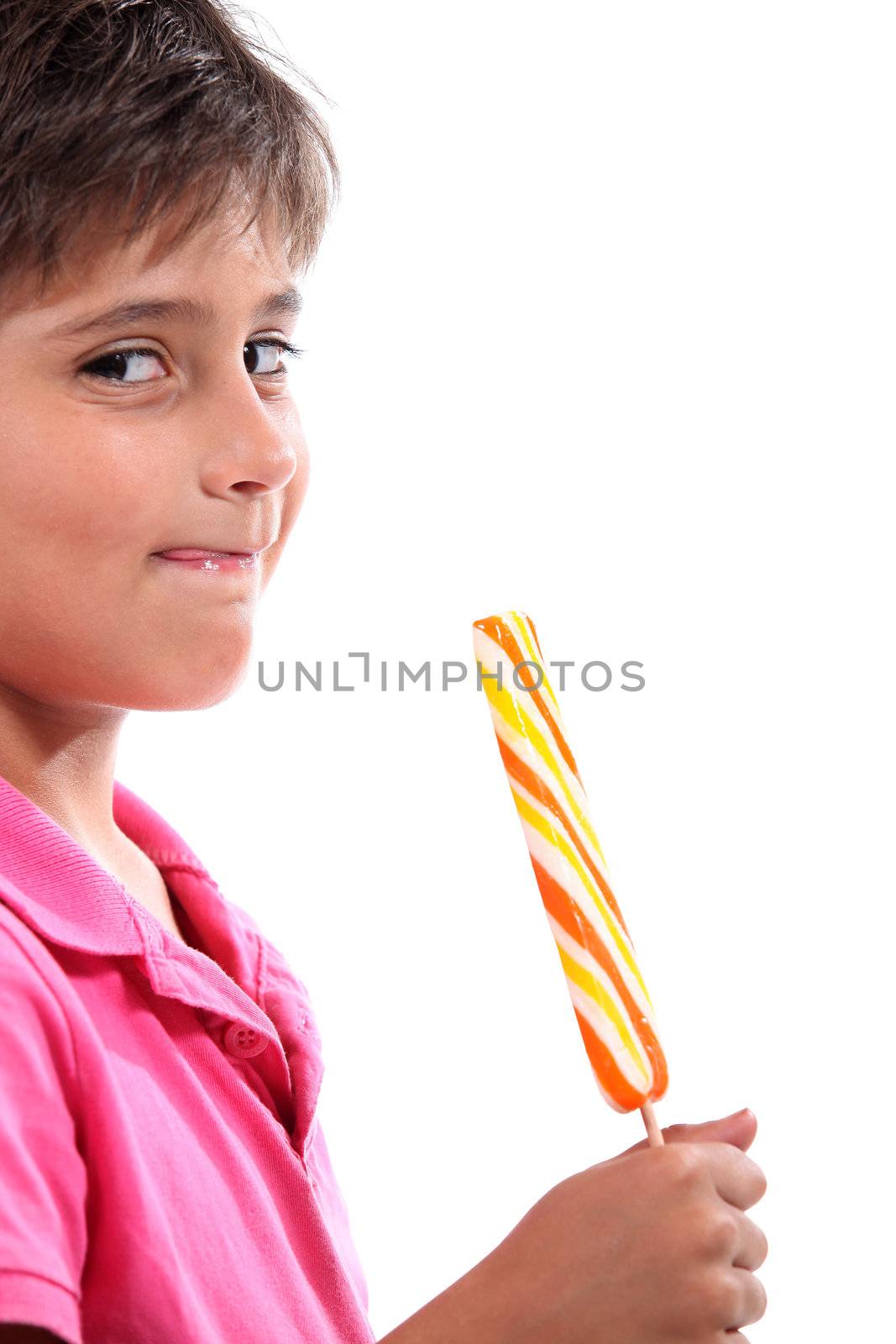 boy with giant lollipop