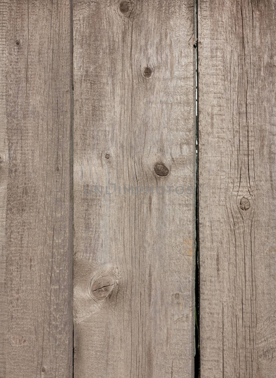 Close up of gray wooden fence panels  by schankz