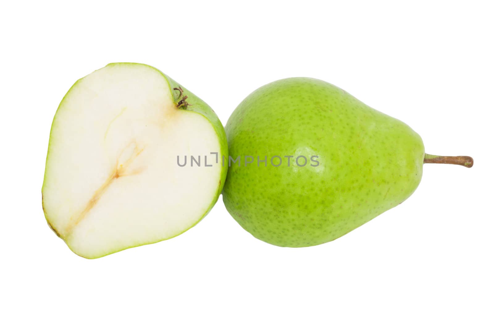 sliced ​​pear isolated on white background