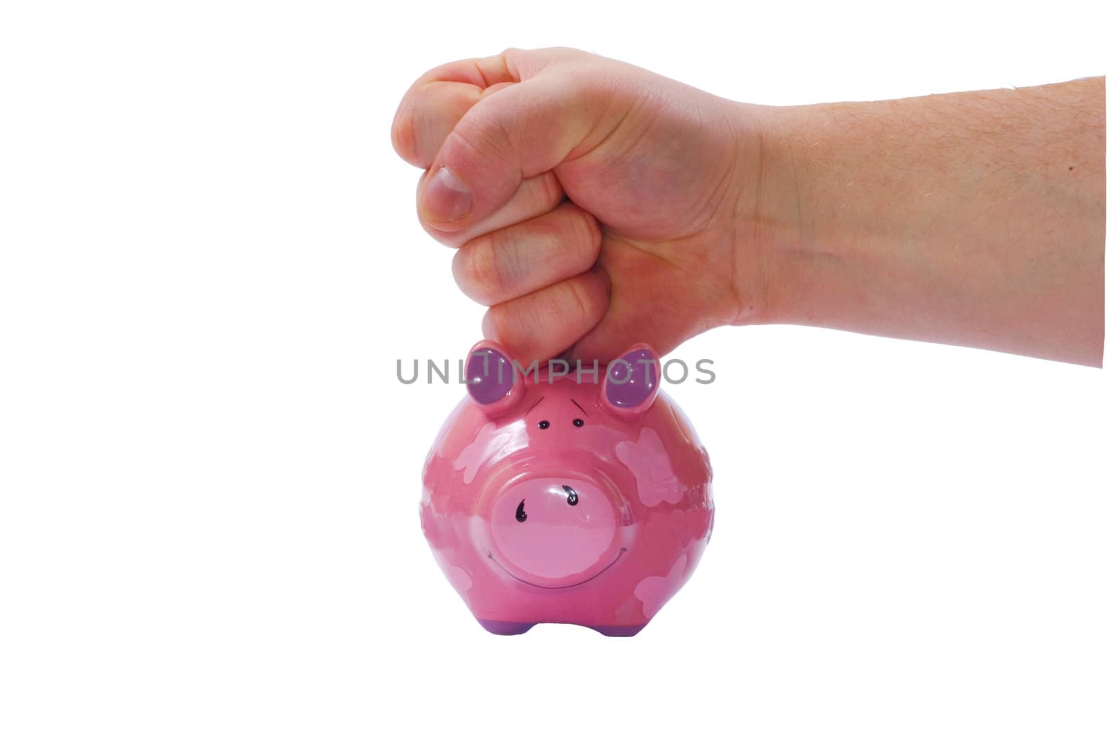 man hand on piggy bank