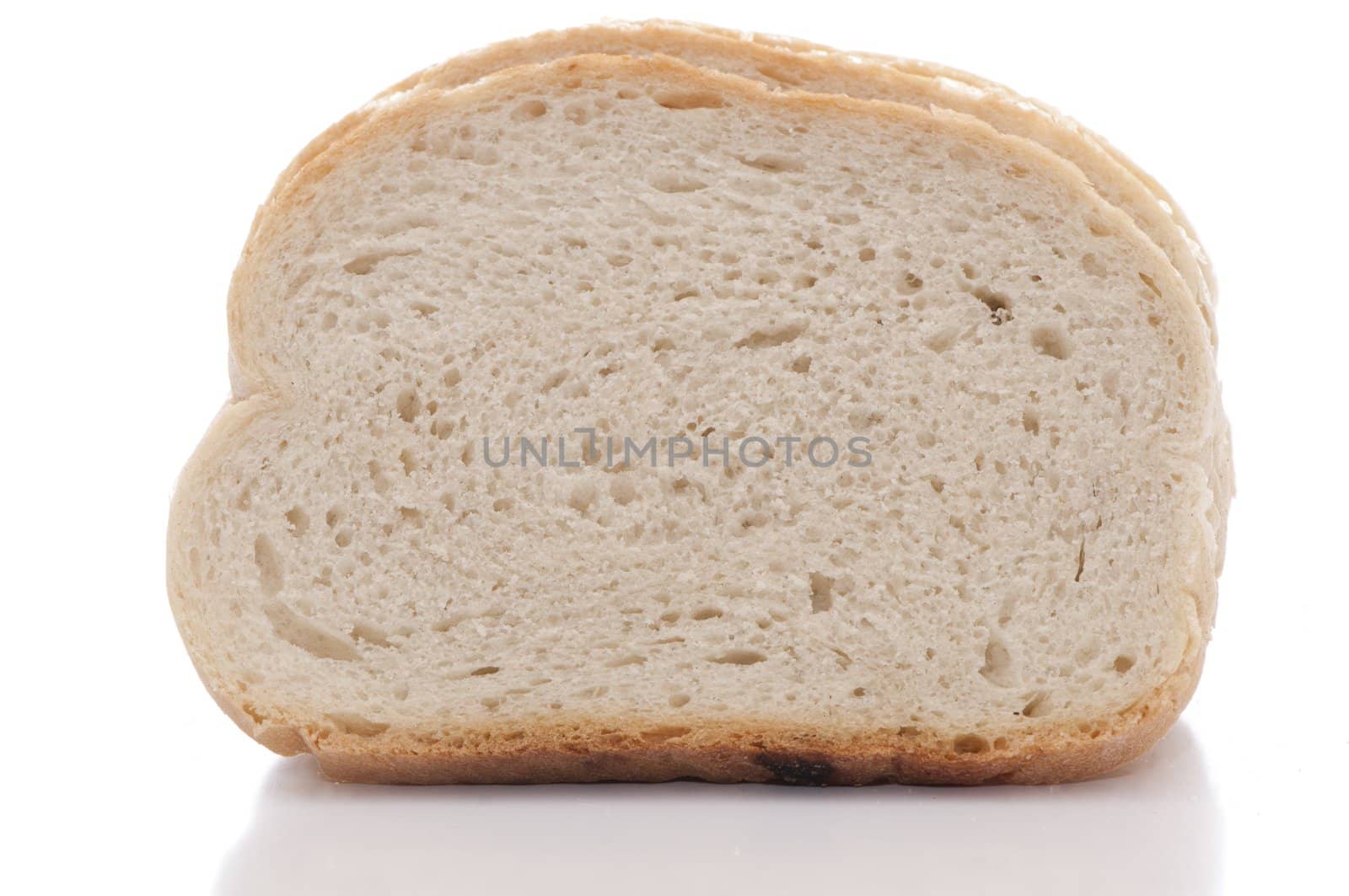 pieces of bread on a white background