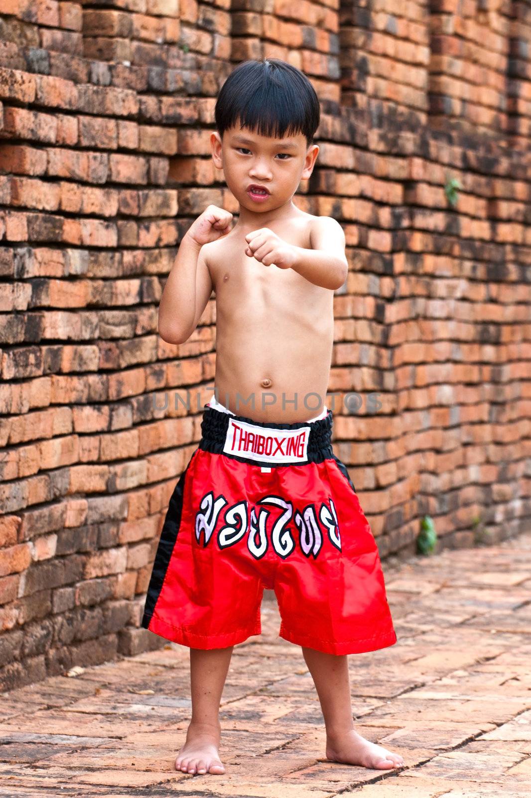 thai boxing letters on the pants and belt without banner but use calling name sport "muay thai"