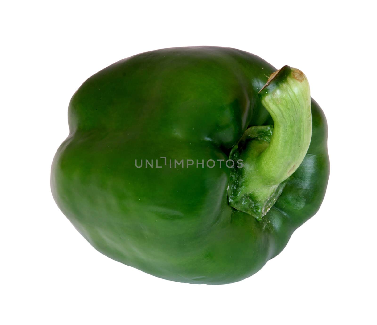 Green pepper on a plain white background.