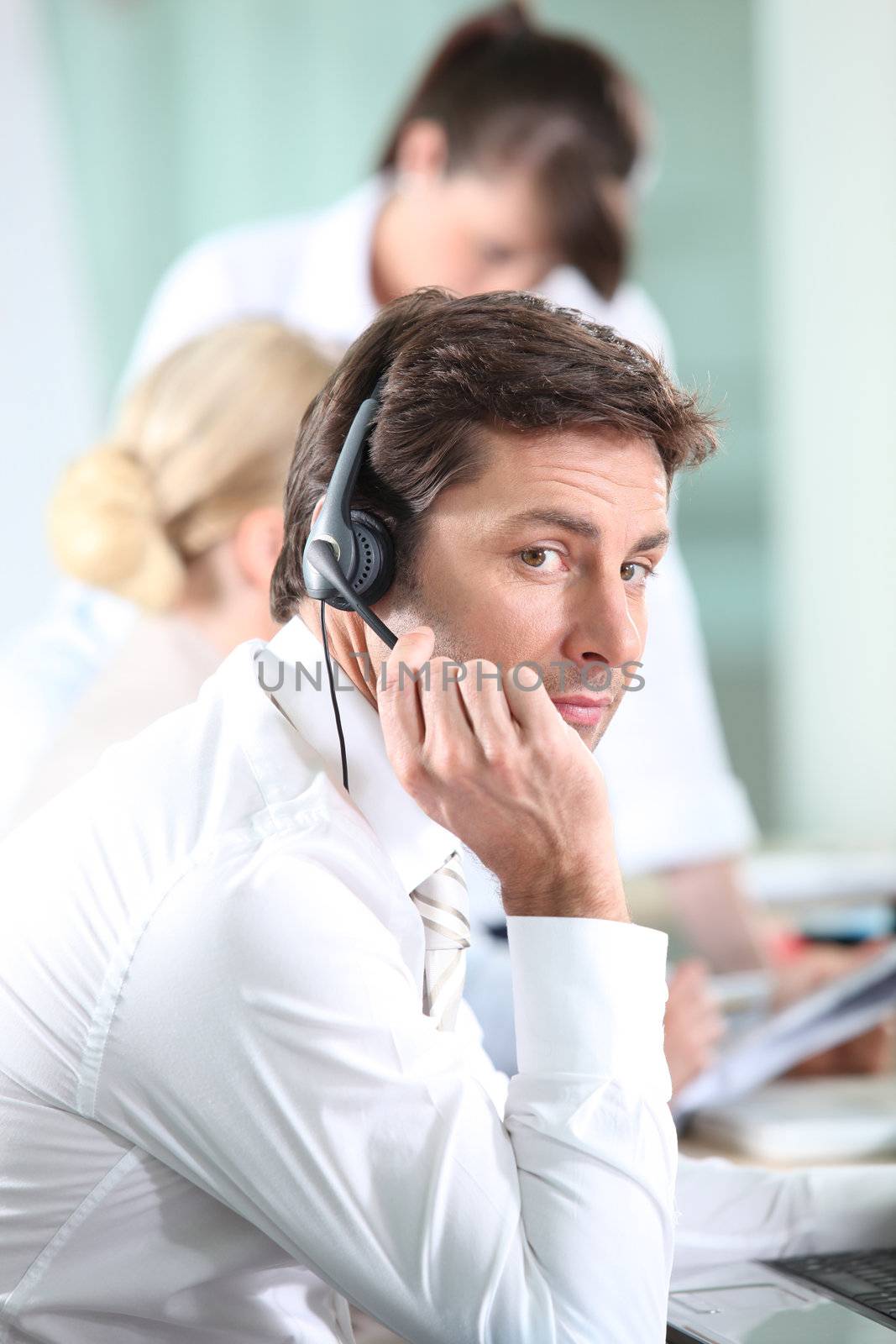 Male call centre worker