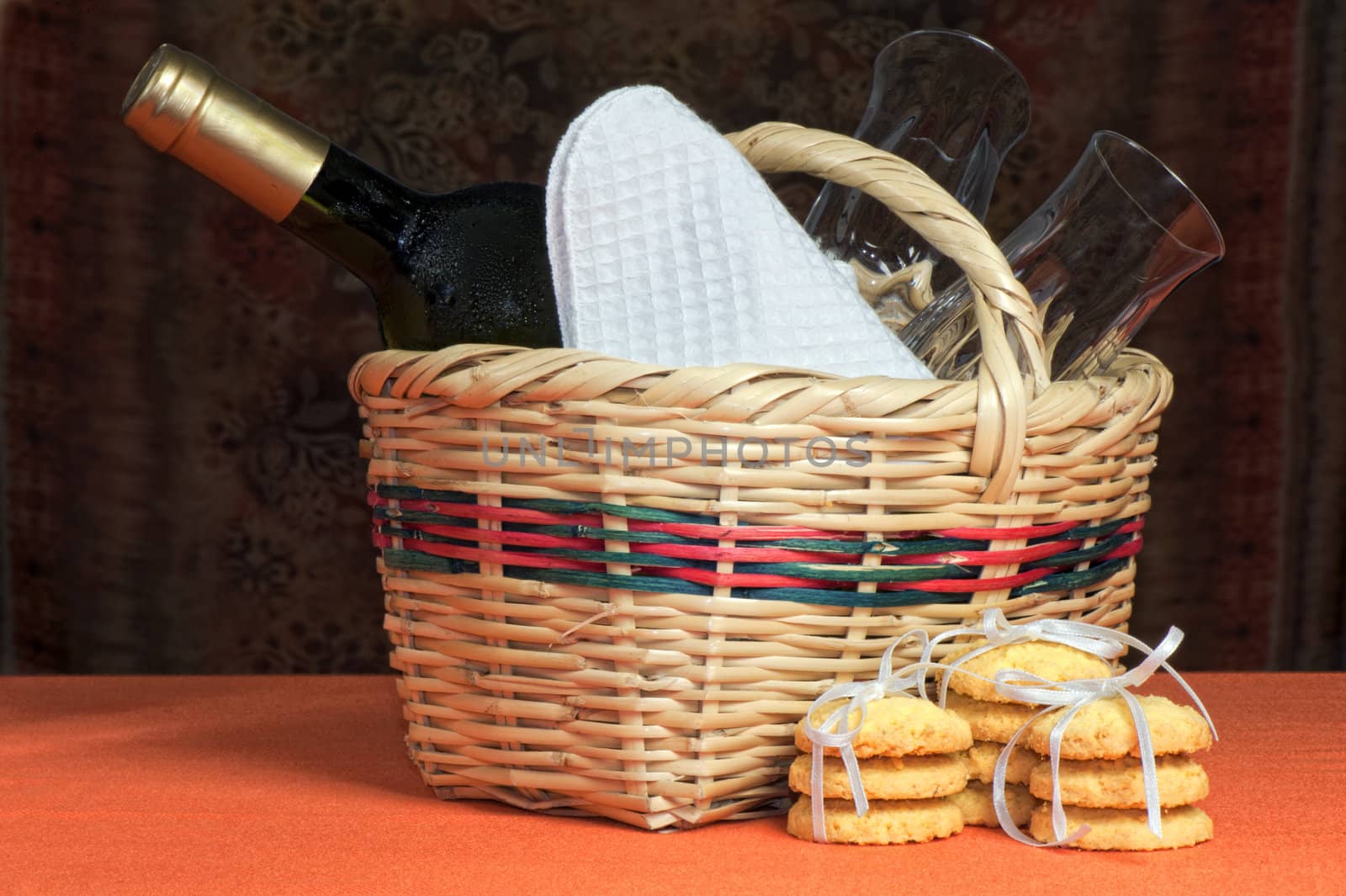 basket with bottles and glasses by carla720