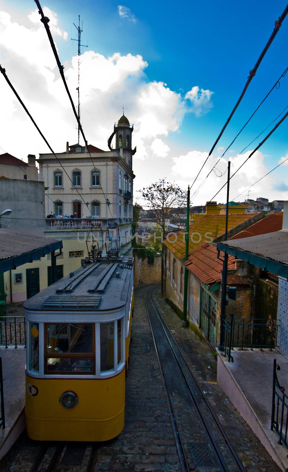 one of the old trams in the streets of Lisbon