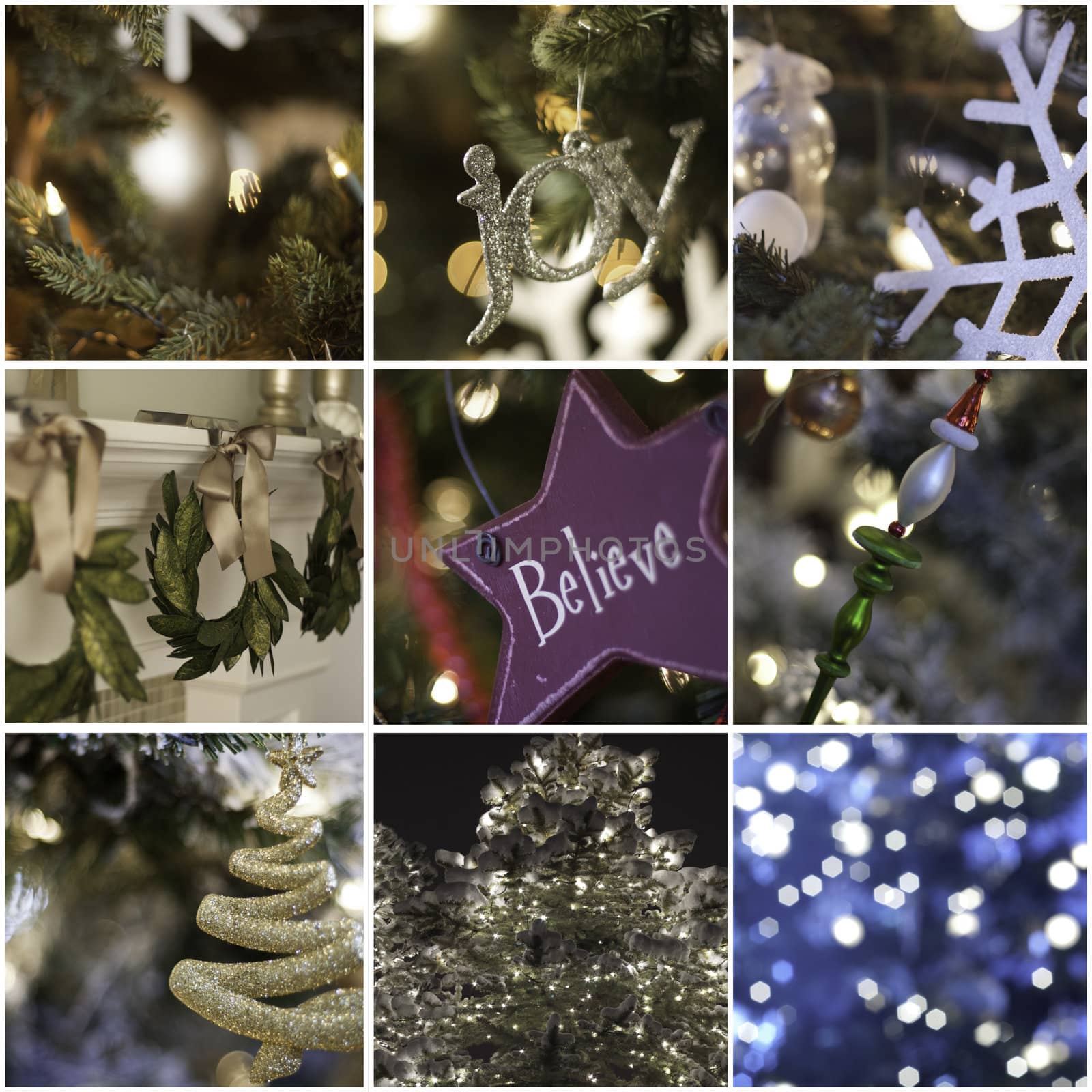nine pictures in collage of christmas time and decorations