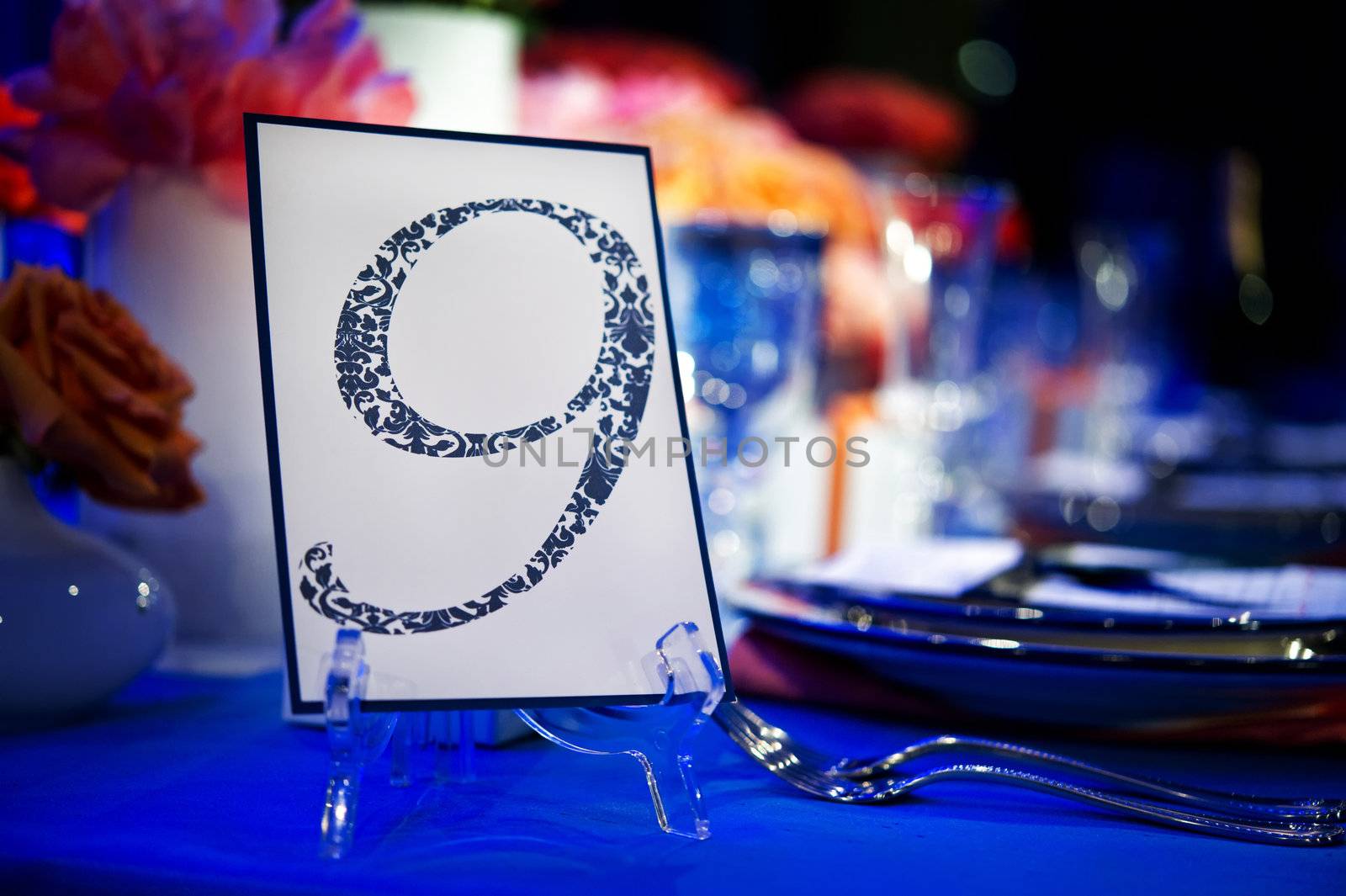 Image of a custom printed table number identifying banquet table