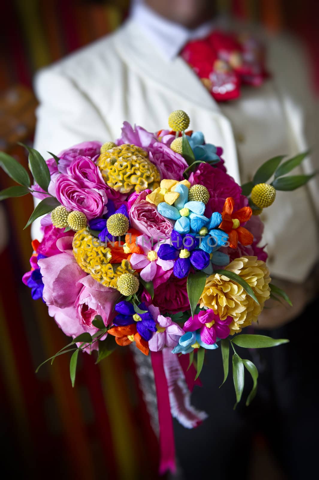 image of a very colorful wedding bouquet