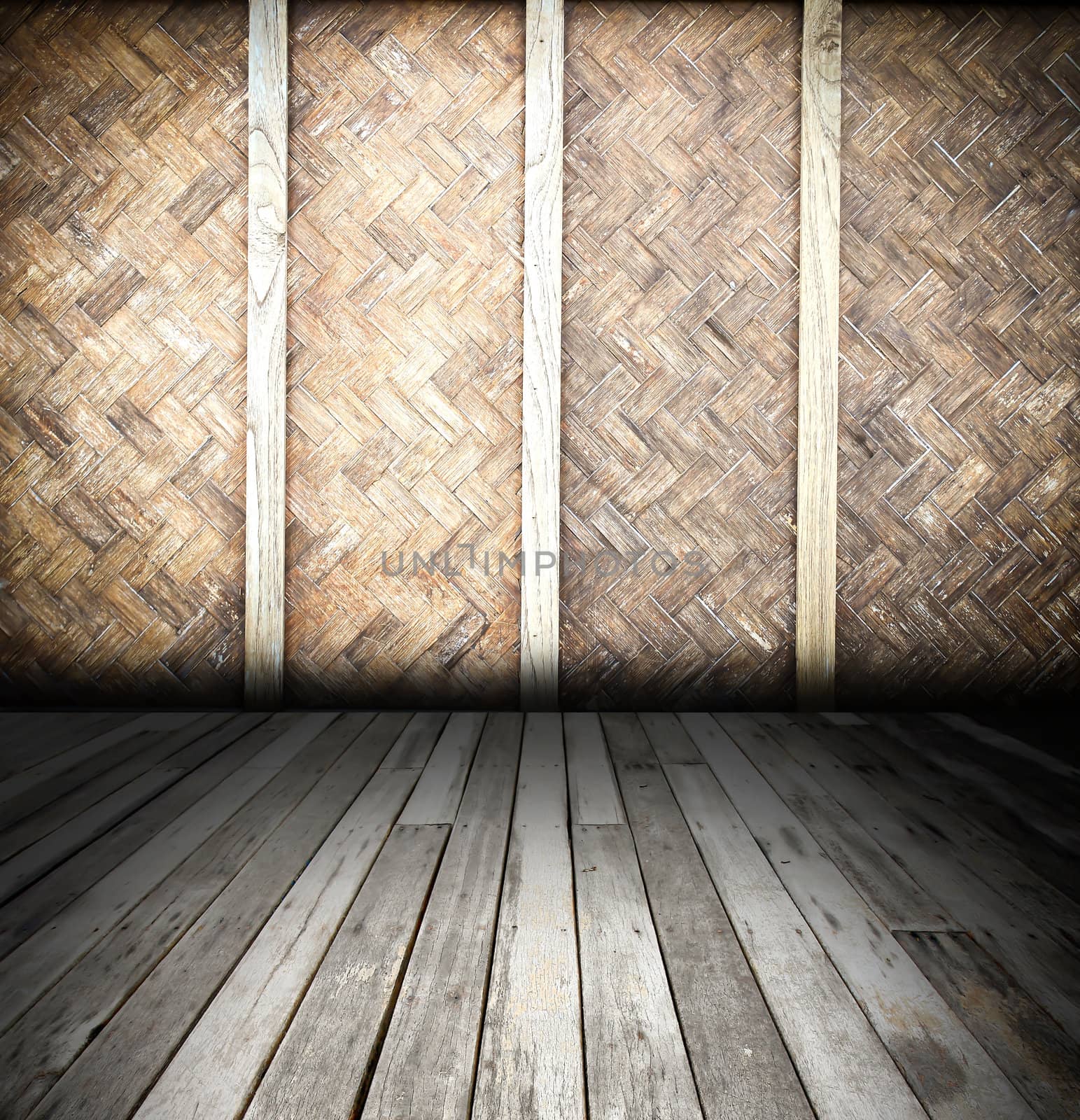 bamboo wall with wooden floor in dark room style  by rufous