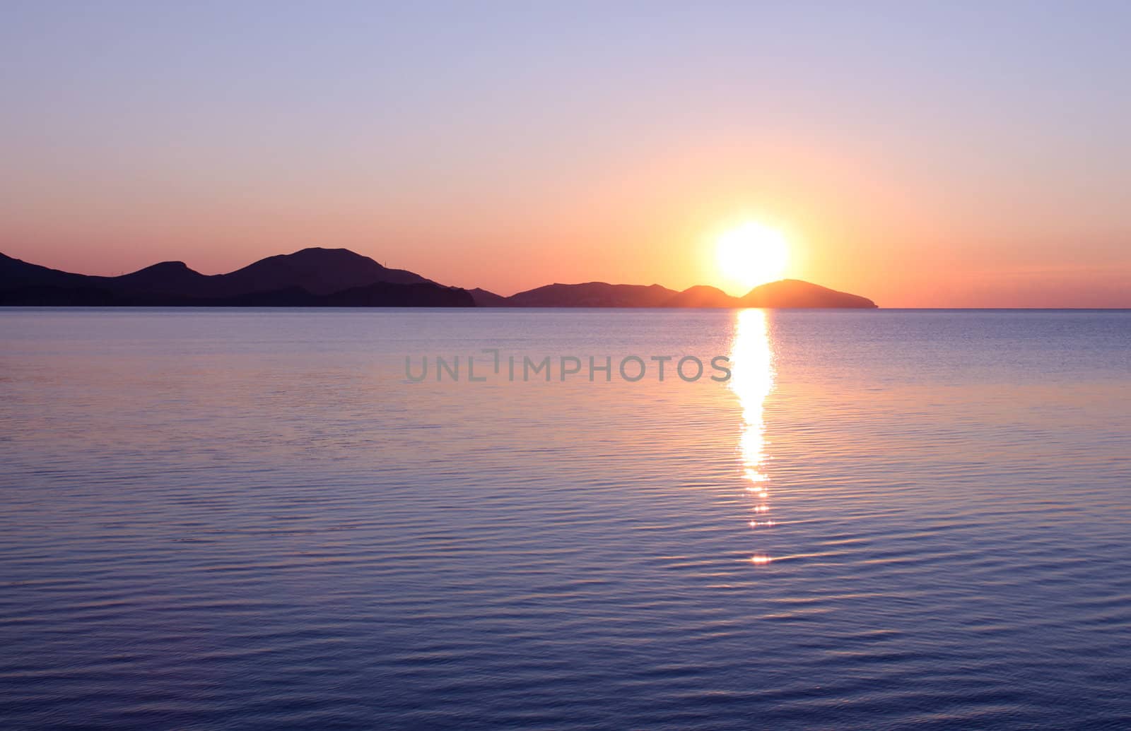 beautiful sunrise over sea in Koktebel, Ukraine