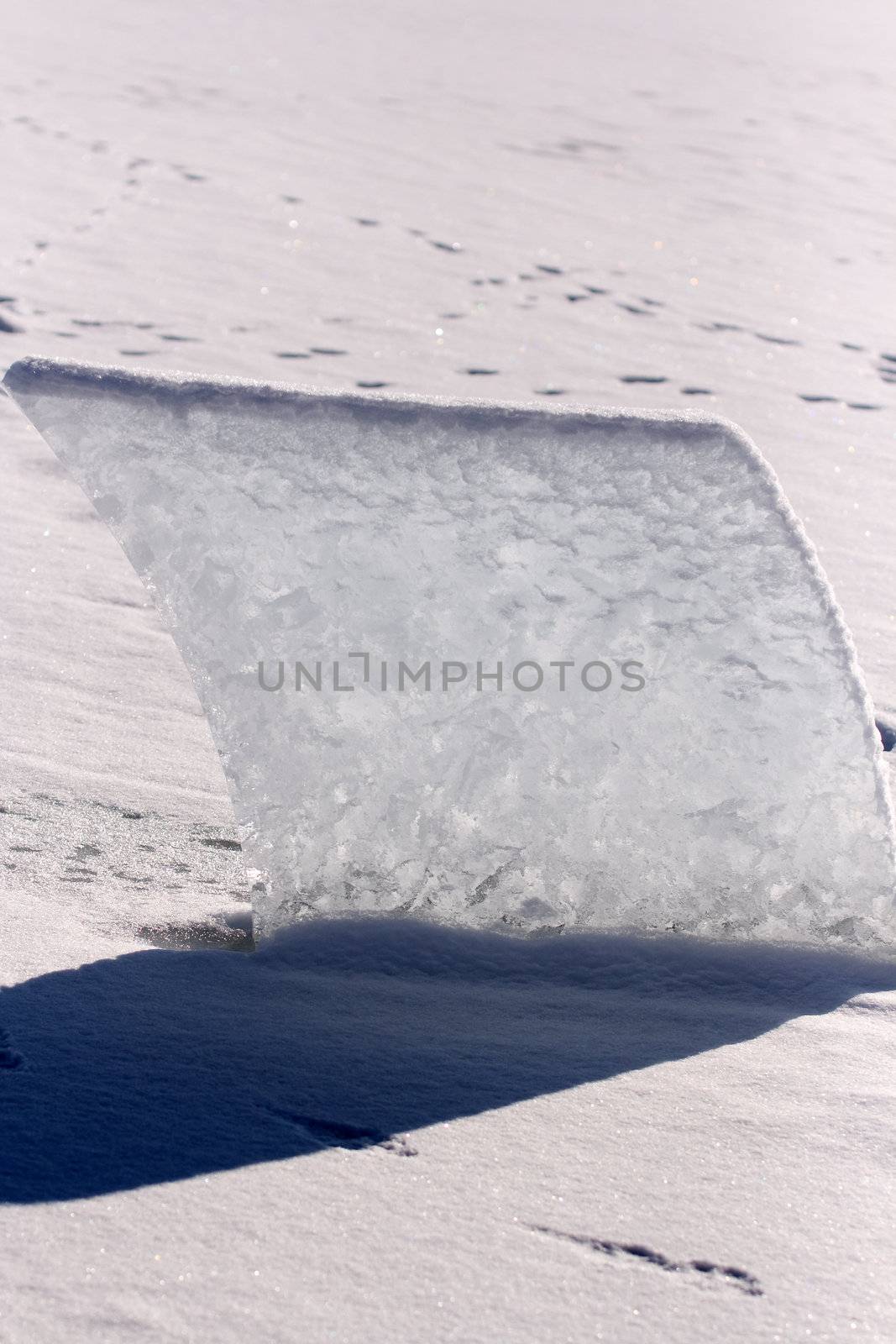 Large cut-out block of ice on the Tegernsee