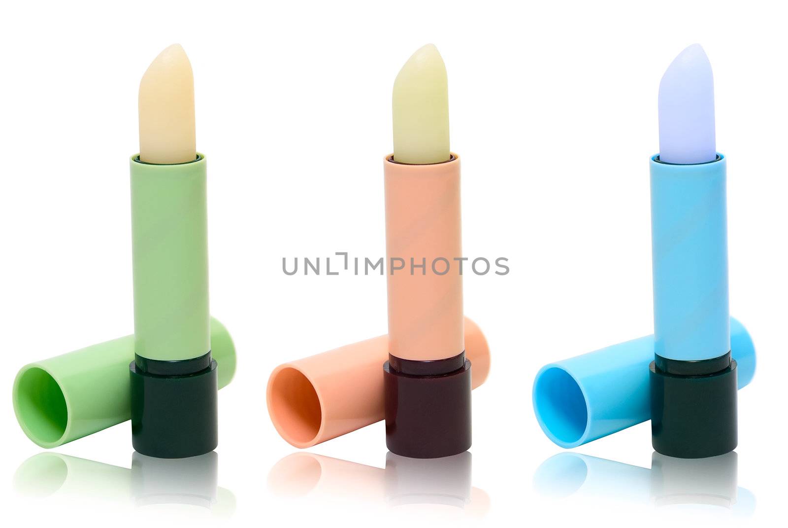 Colorful lipstick isolated on the white background