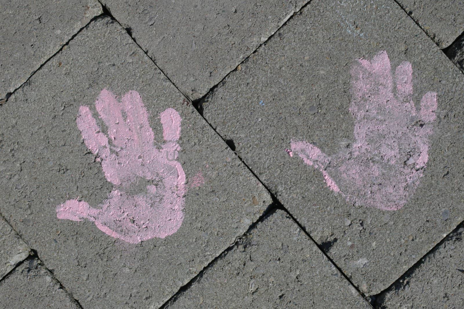 Close-up of some painted streets wiht chalk