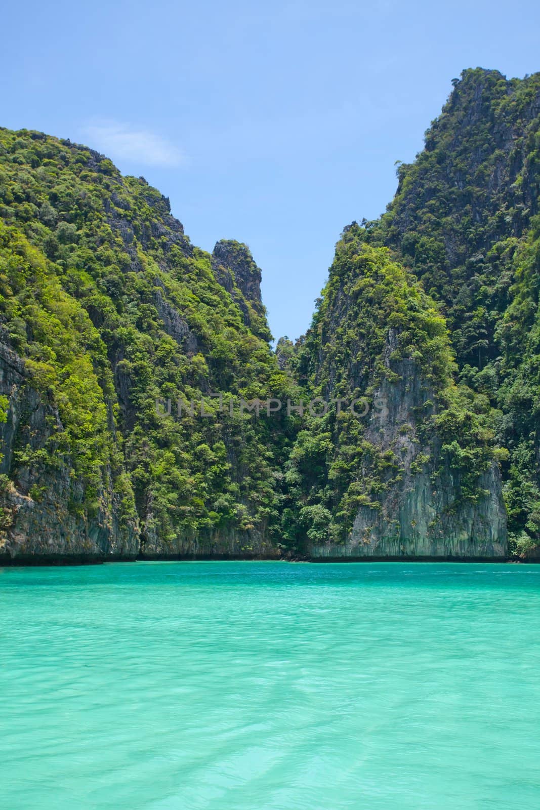 Cliff and the clear sea Phi Phi Leh south of Thailand