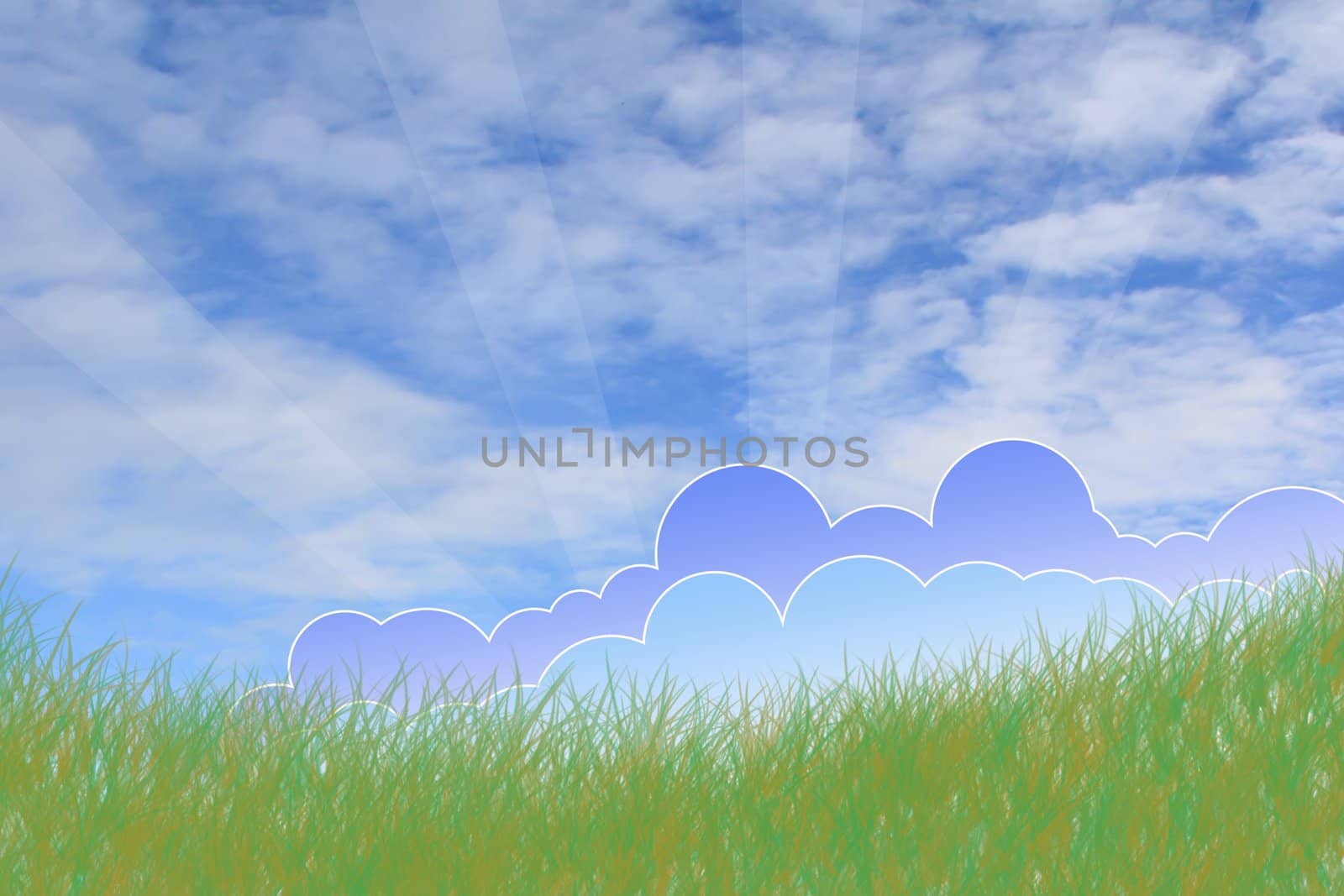 green meadow with blue sky  by phanlop88