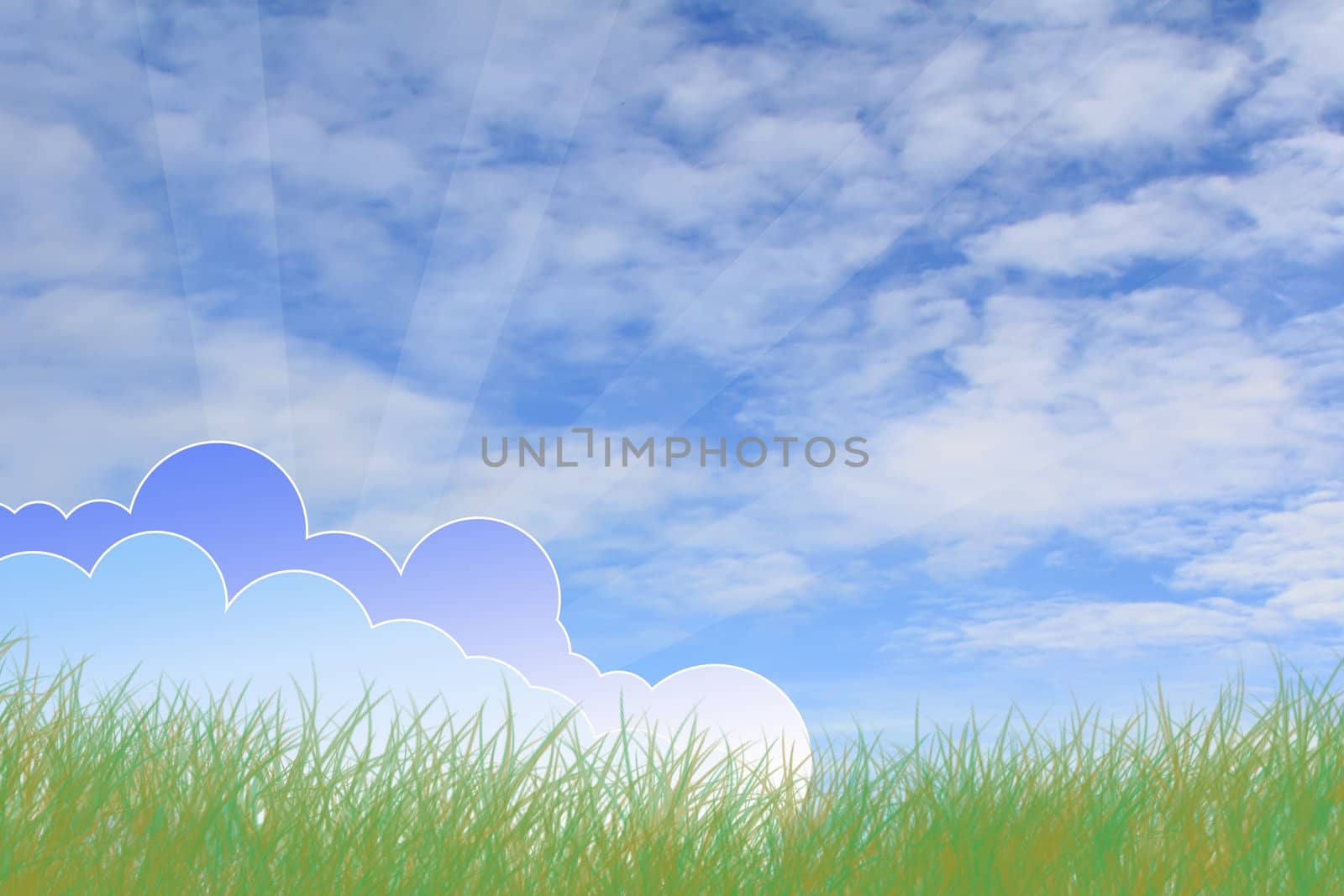 green meadow with blue sky 