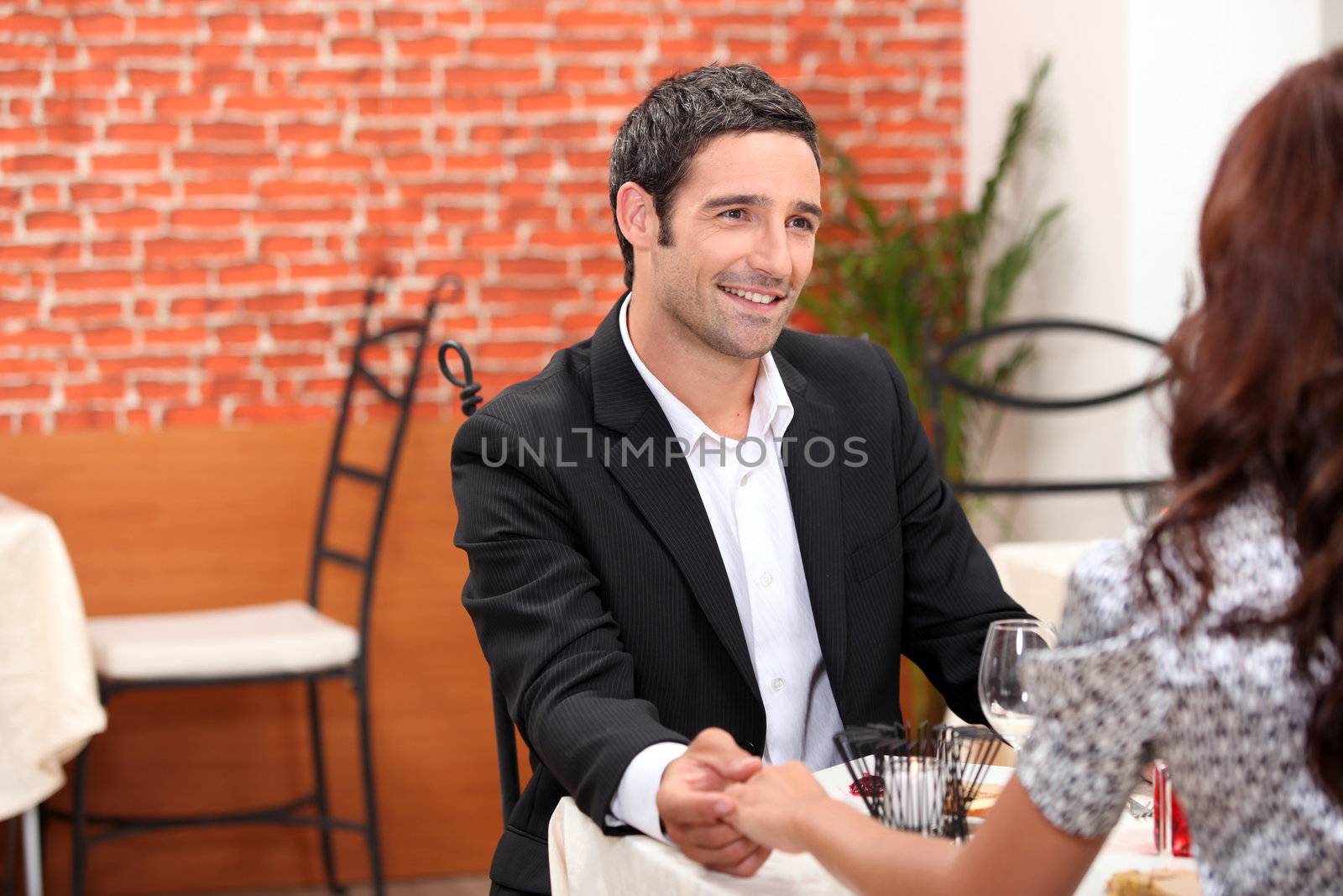 Romantic couple in restaurant