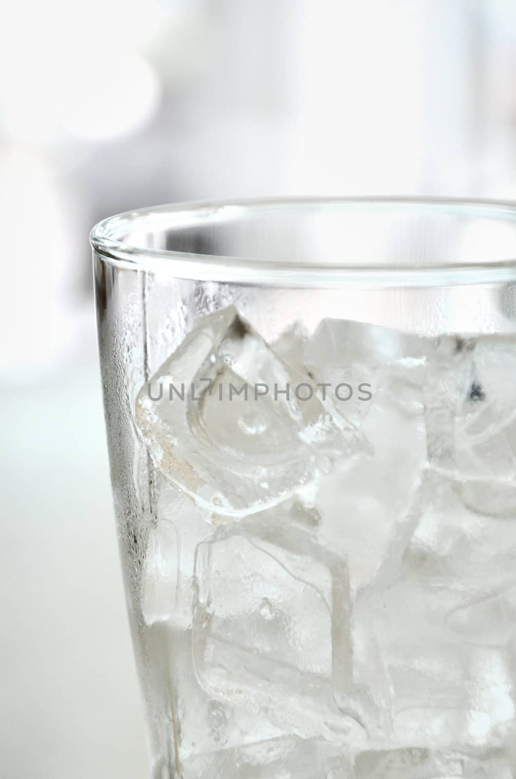 Ice in clear glass with clear background