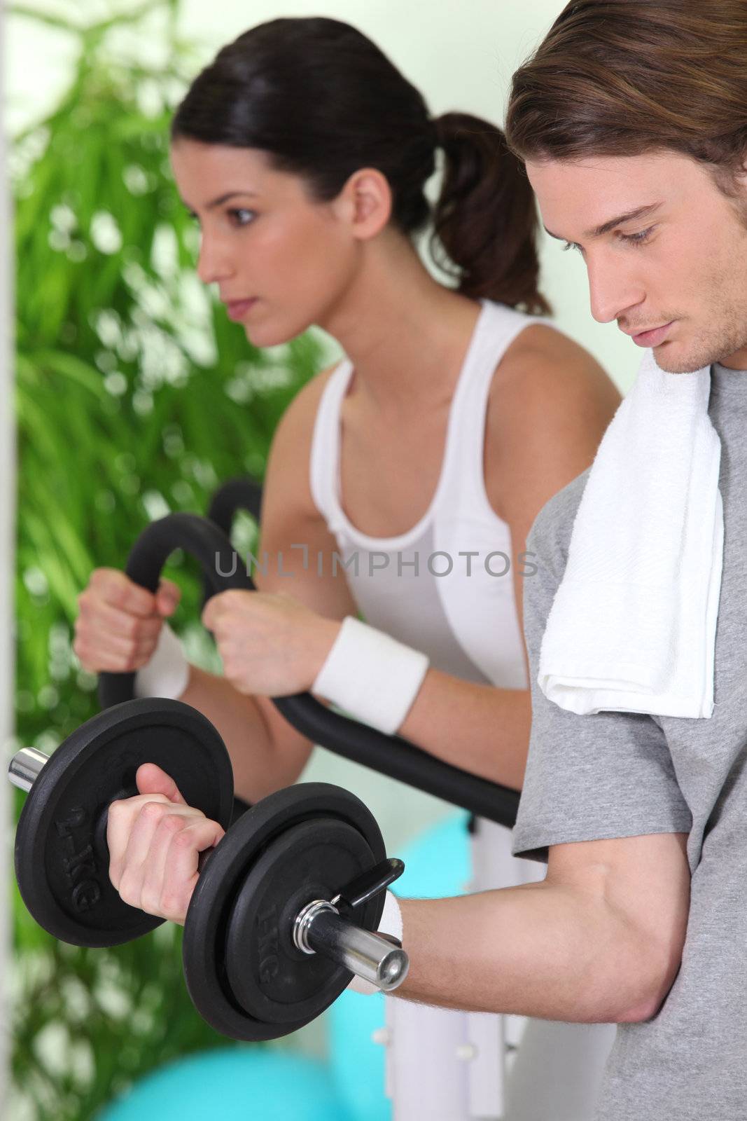 two young people doing fitness