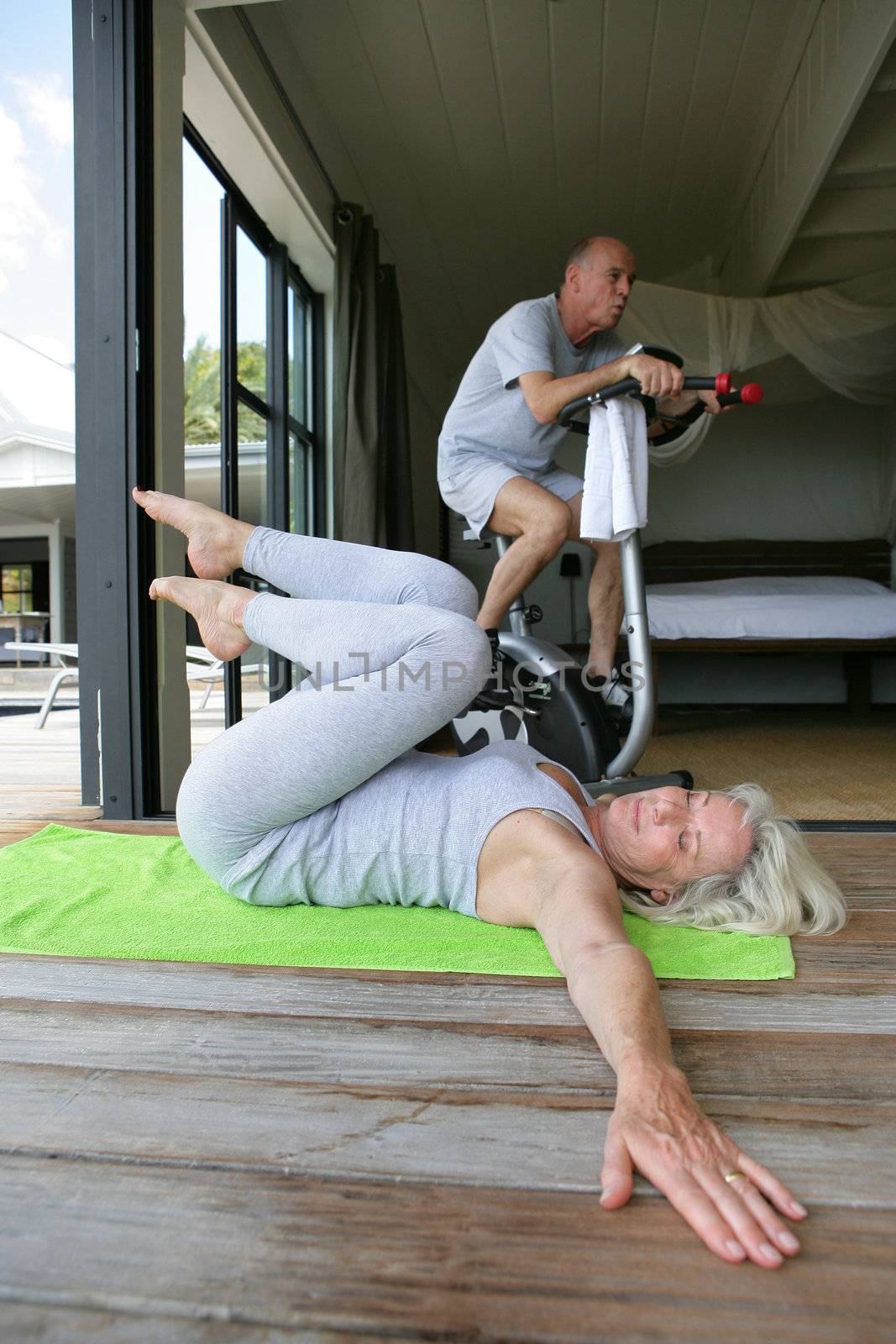Senior couple trying to stay fit