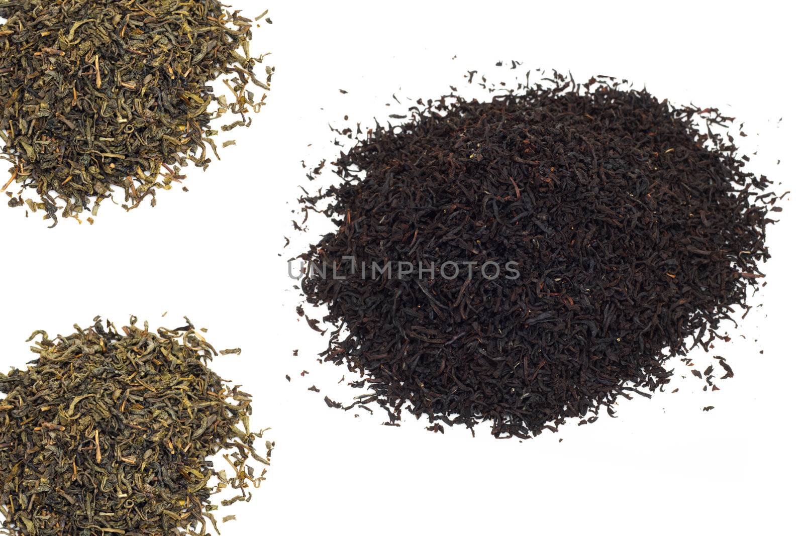 black and green tea on a white background by schankz