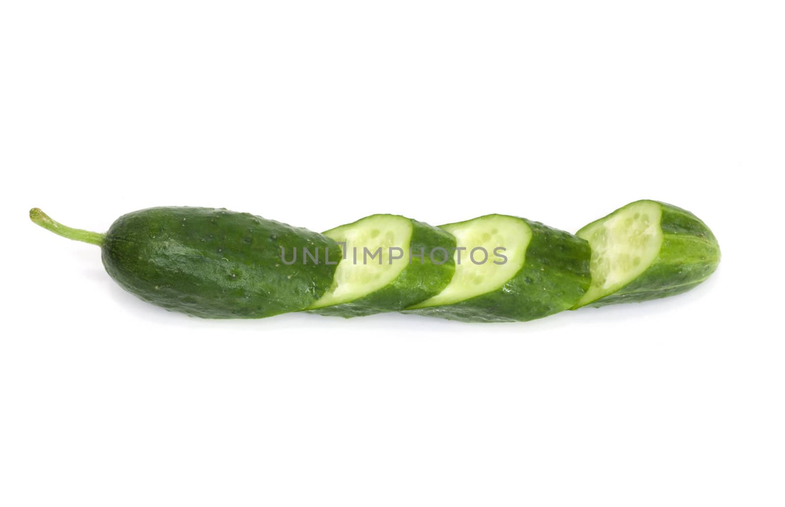 sliced ​​cucumber on a white background