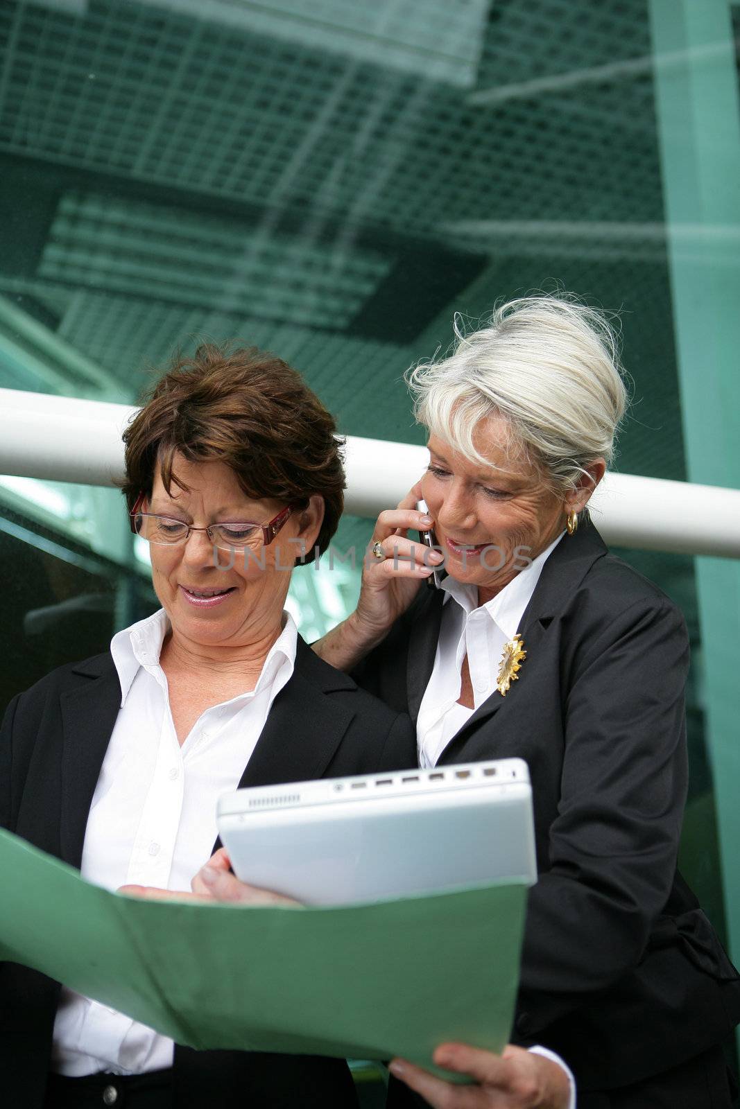 Two senior businesswomen with folders by phovoir