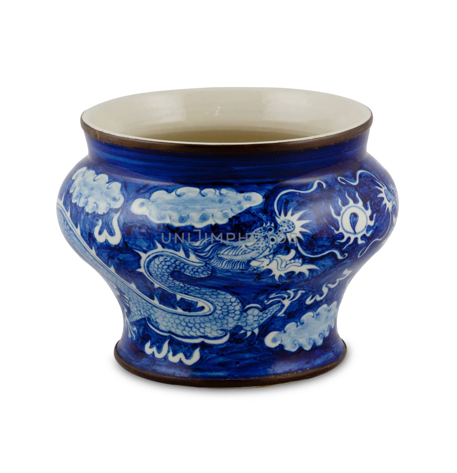 chinese antique vase on the plain back ground