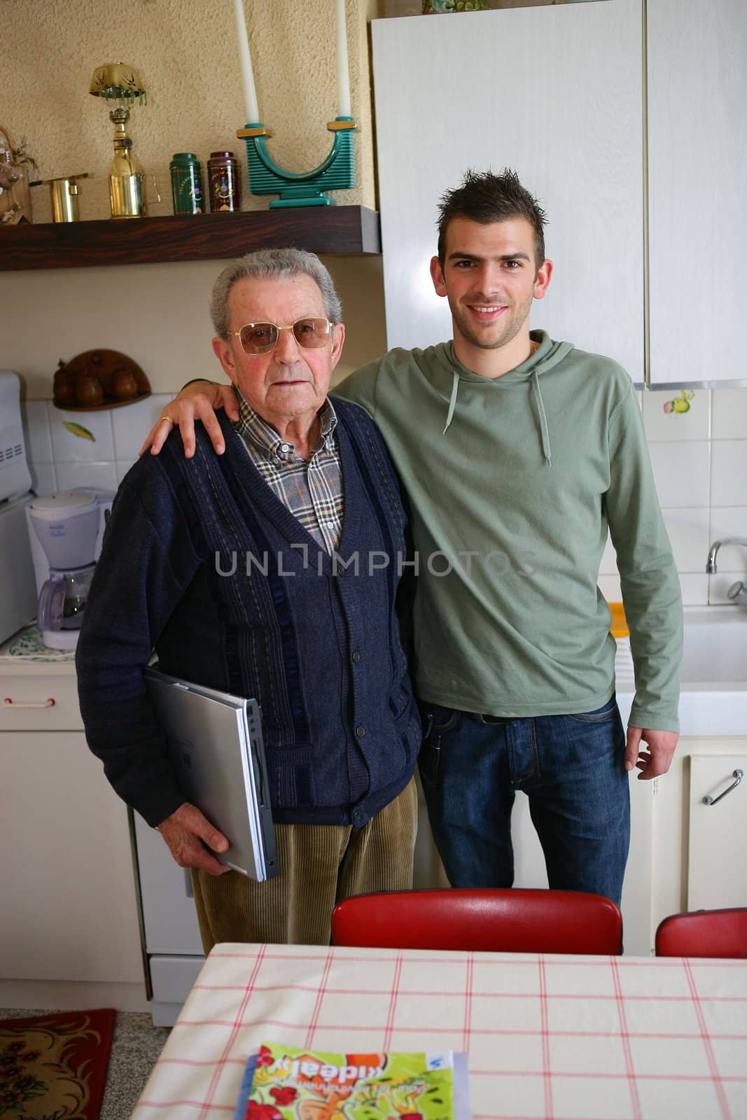 Father and son in the kitchen