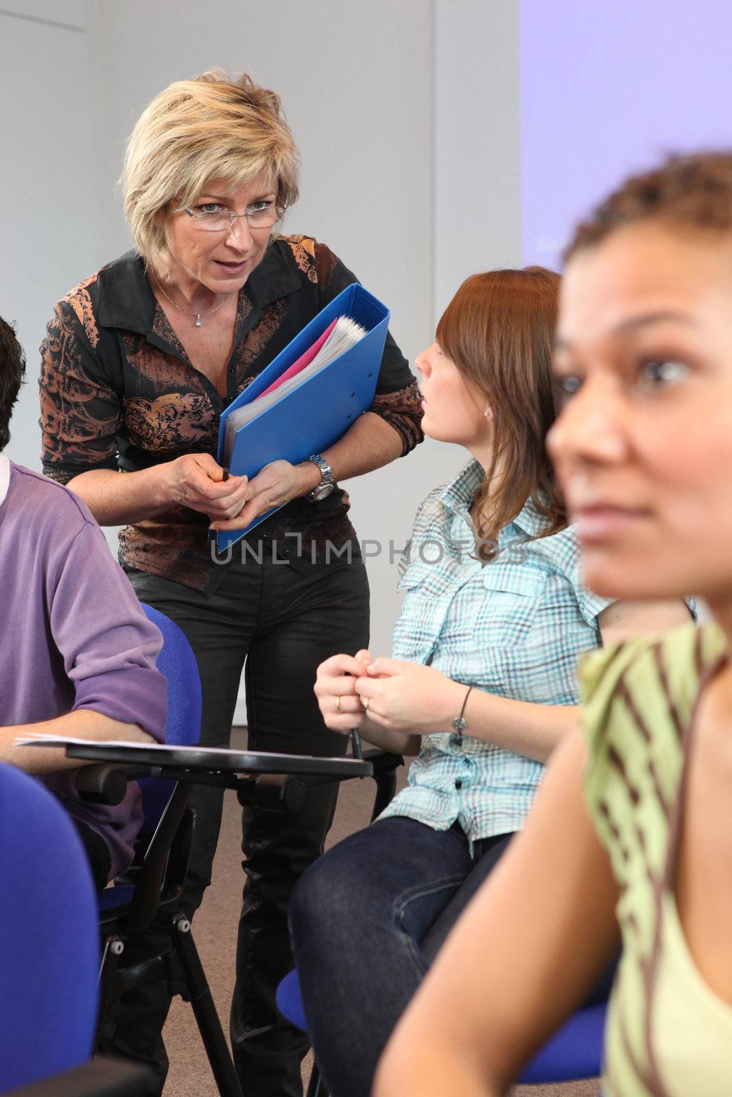 students in class at university