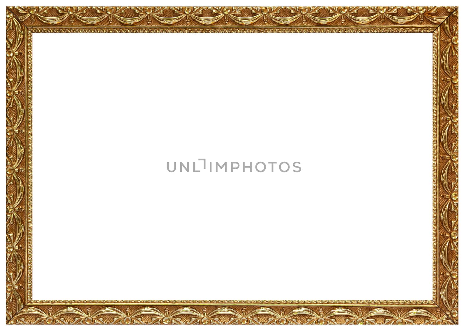 Gold frame on white background