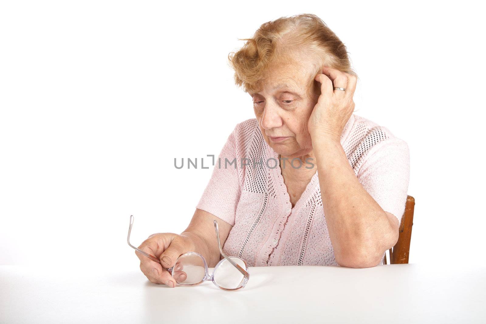 Portrait old women on a white background