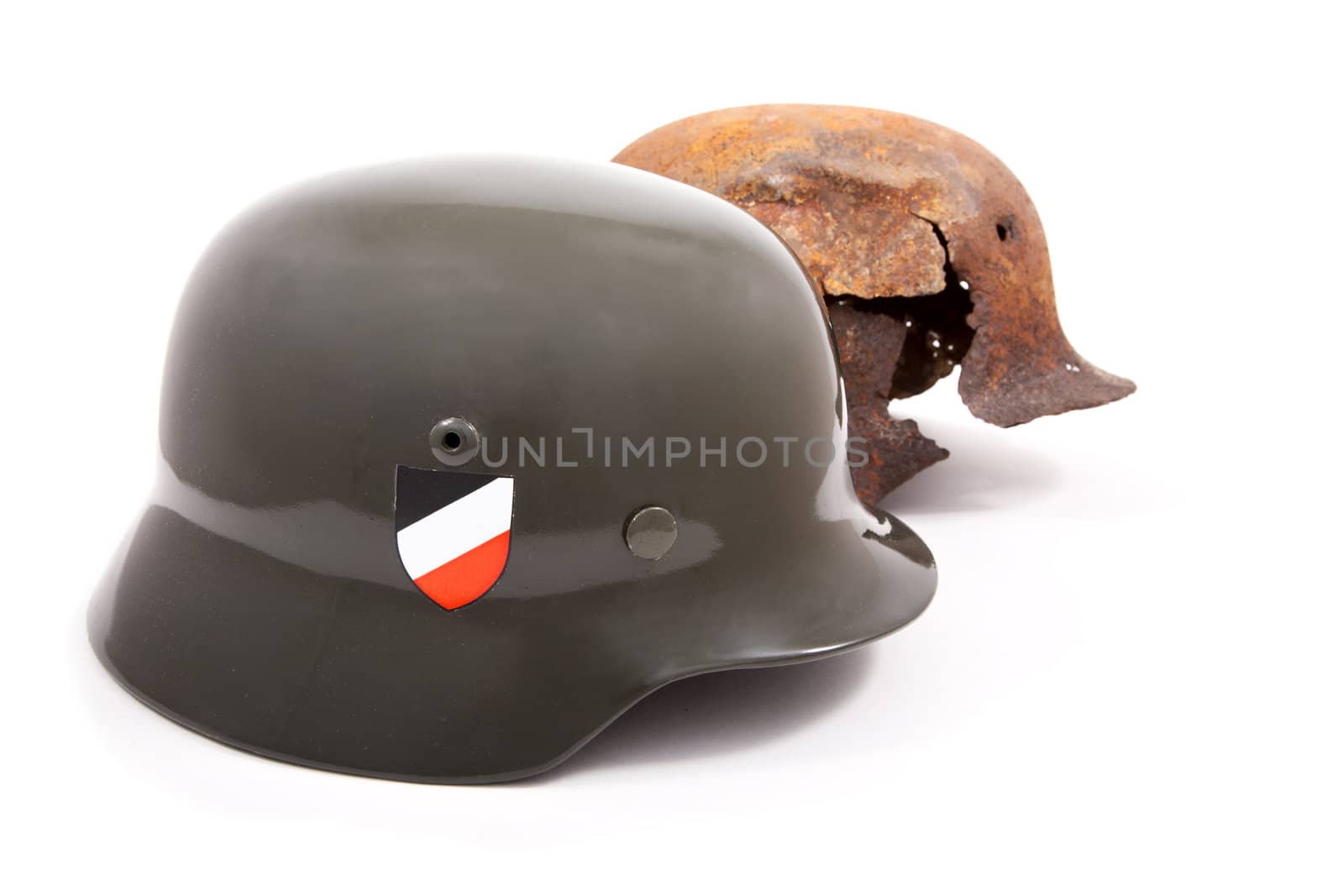 Helmets of soldiers Wehrmacht isolated on a white background