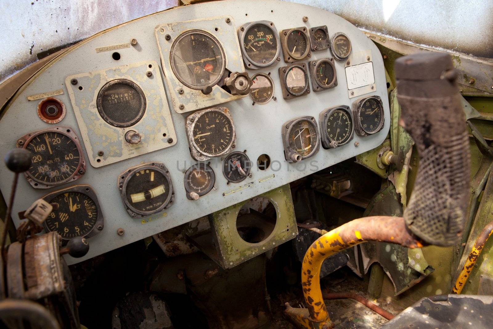 Detail of a old airplane cockpit