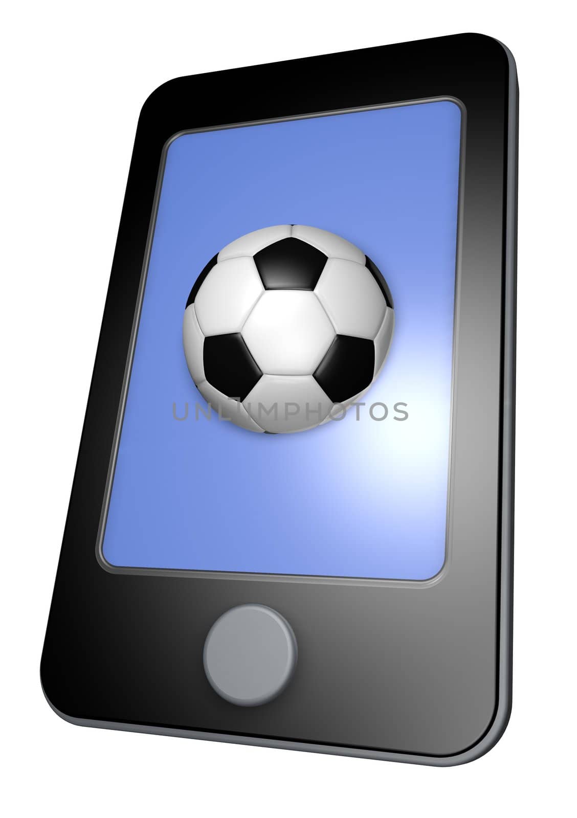 smartphone with soccer ball on display - 3d illustration