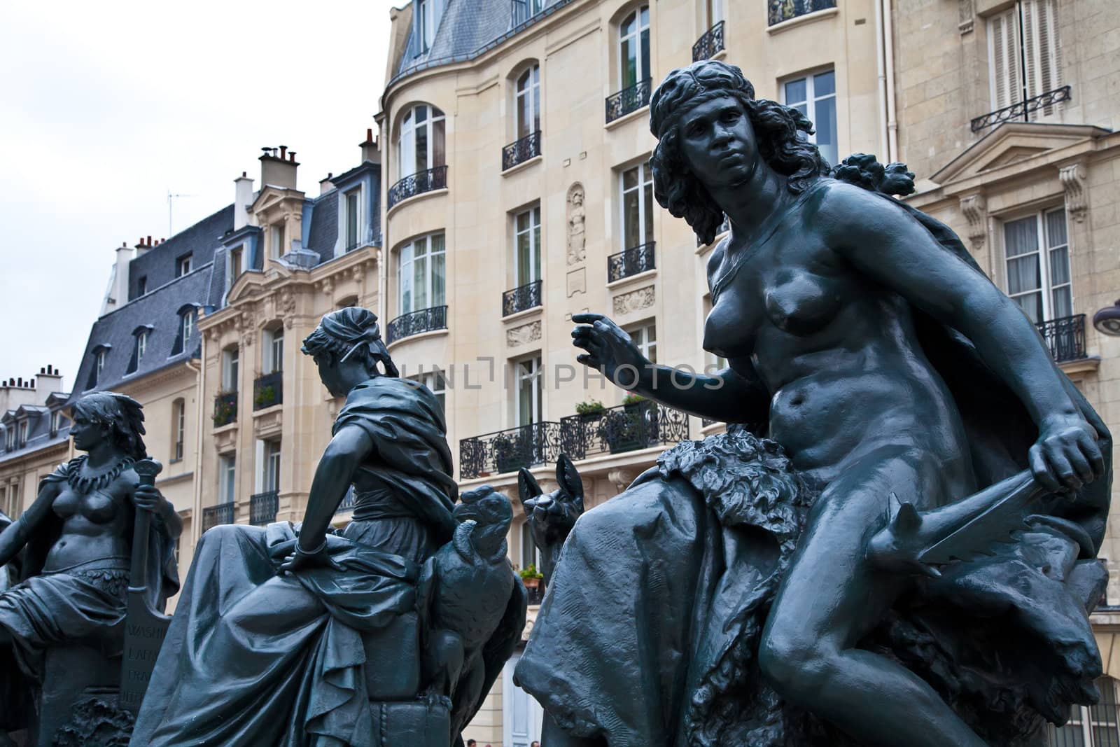 Statues of six continets in front of Orsay Museum